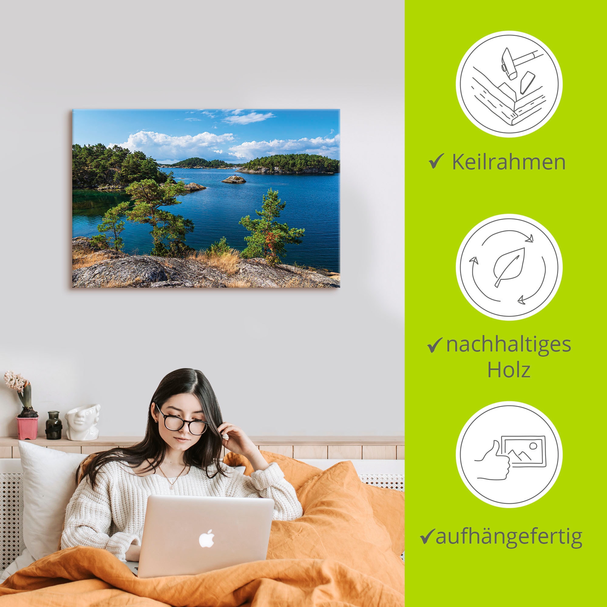 Artland Leinwandbild »Landschaft, Halbinsel Riveneset Norwegen« Küstenbilder 1 Stk. tlg. auf Holzrahmen gespannt