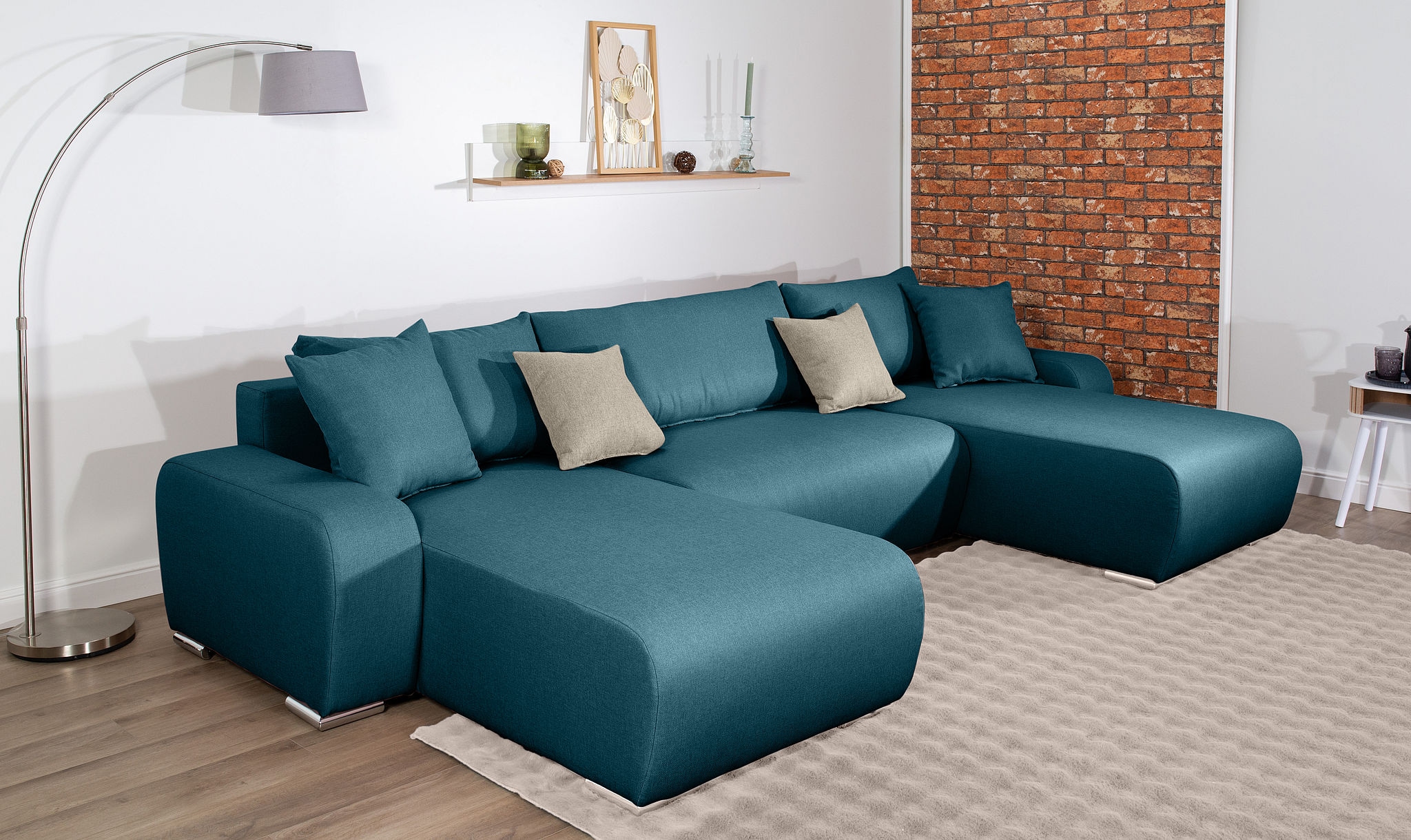 Image of COLLECTION AB Wohnlandschaft "Paola U-Form, B: 314 cm" Schlaffunktion, Bettkasten & 4 Zierkissen, Federkern