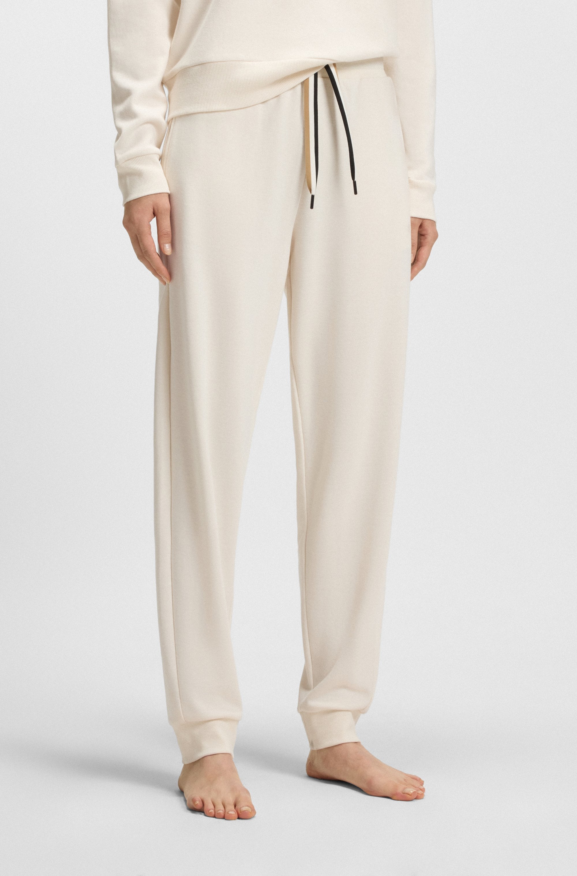 Image of BOSS Relaxhose "CP Stripe Pants Cuff" mit kontrastfarbener Kordel