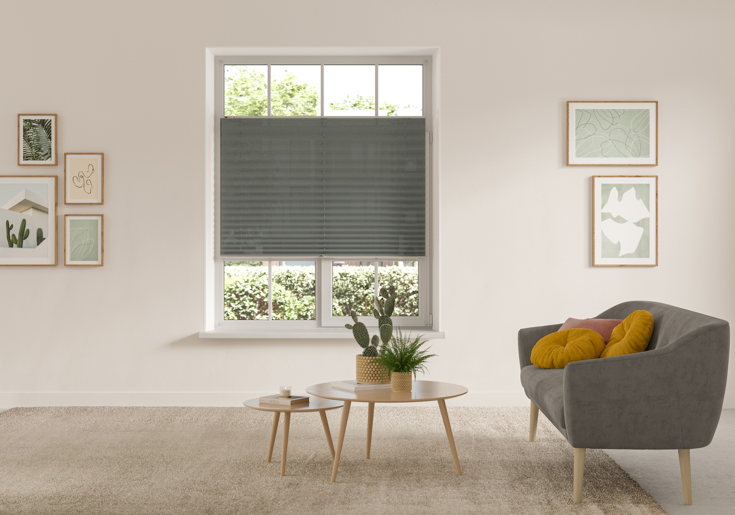 GOODproduct Plissé »DAHRA - in Crush-Optik« Lichtschutz ohne Bohren verspannt Fixmass, Bestseller mit über 5500 4,5-Sterne-Bewertungen, Klemmträger