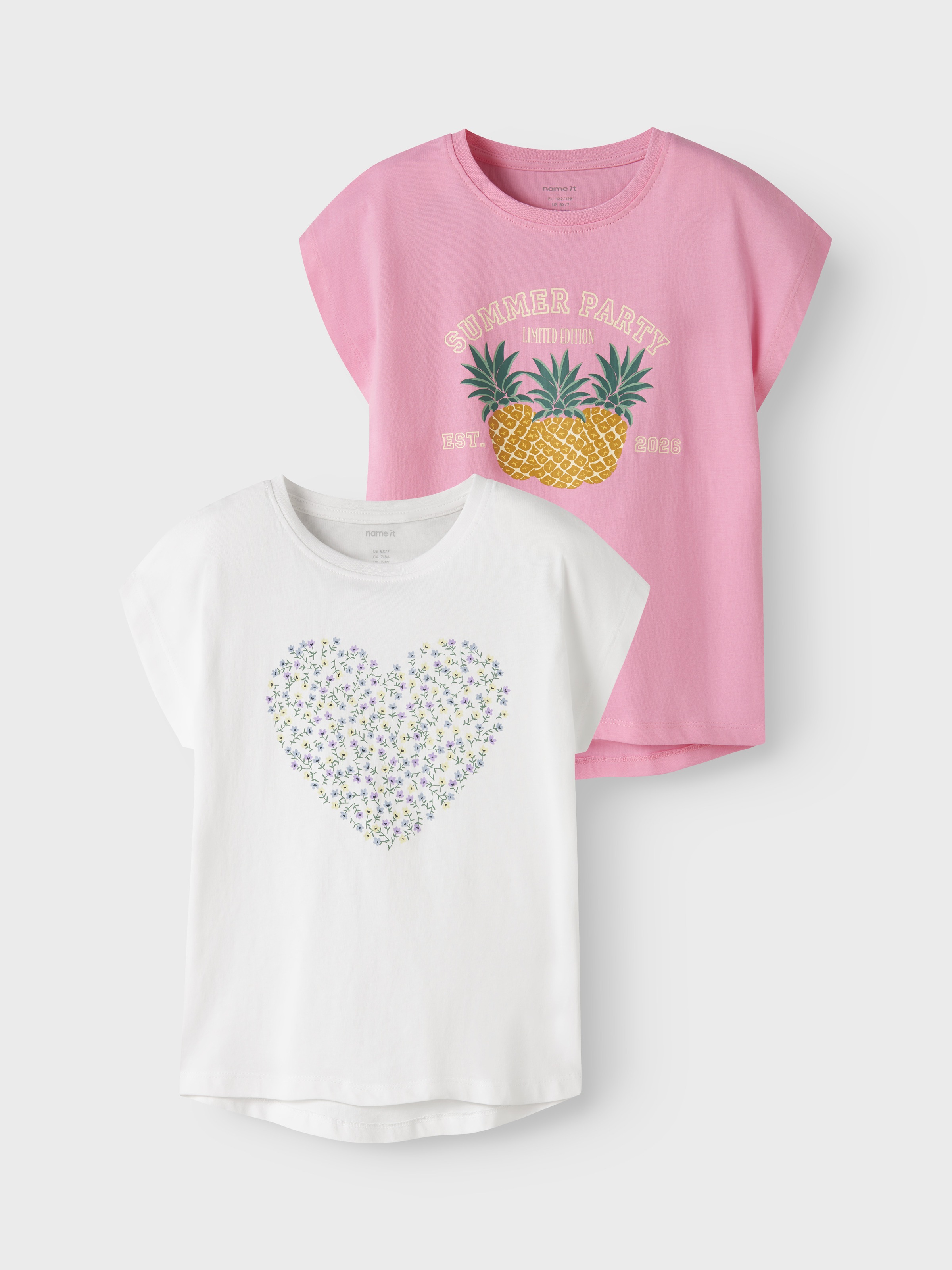 Name It T-shirt »NKFVIGEA 2P CAPSL TOP J« Paquet, 2 coton, coupe régulière