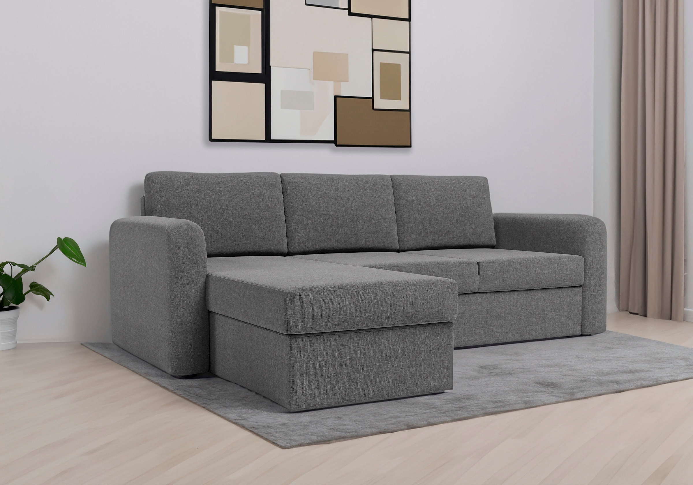 Ecksofa »Delaware, Breite 223 cm, Webstoff fein, mit Stauraum«, ausziehbar, mit...