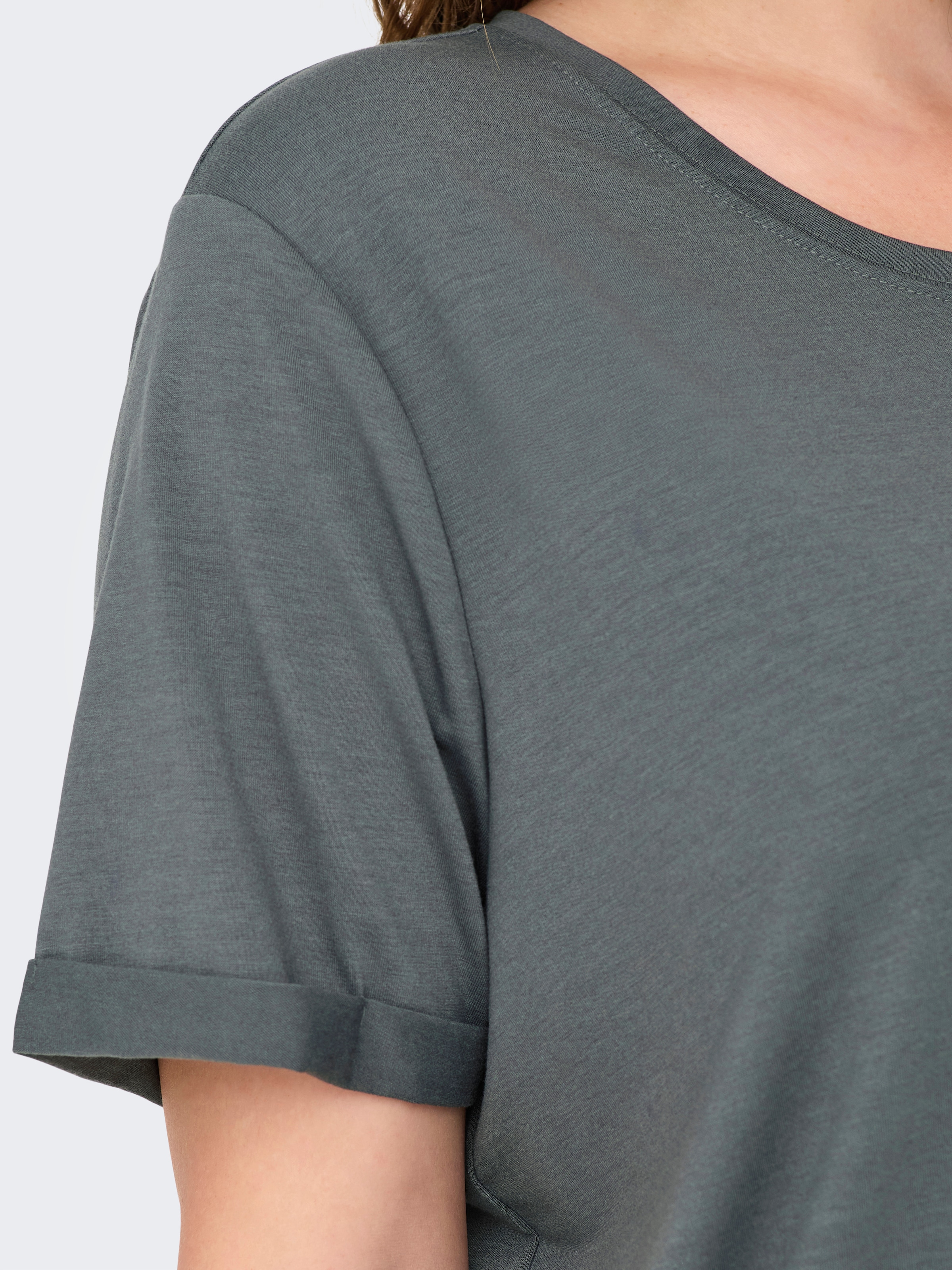 ONLY CARMAKOMA Kurzarmshirt »CARMOSTER S/S FOLD UP TOP JRS NOOS« Materialmix, regular fit