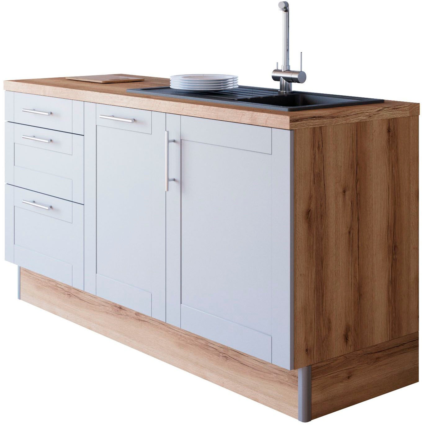 KOCHSTATION Küche »KS-Ahus«, 180 cm breit, wahlw.mit E-Geräten, Soft Close Funktion, MDF Fronten