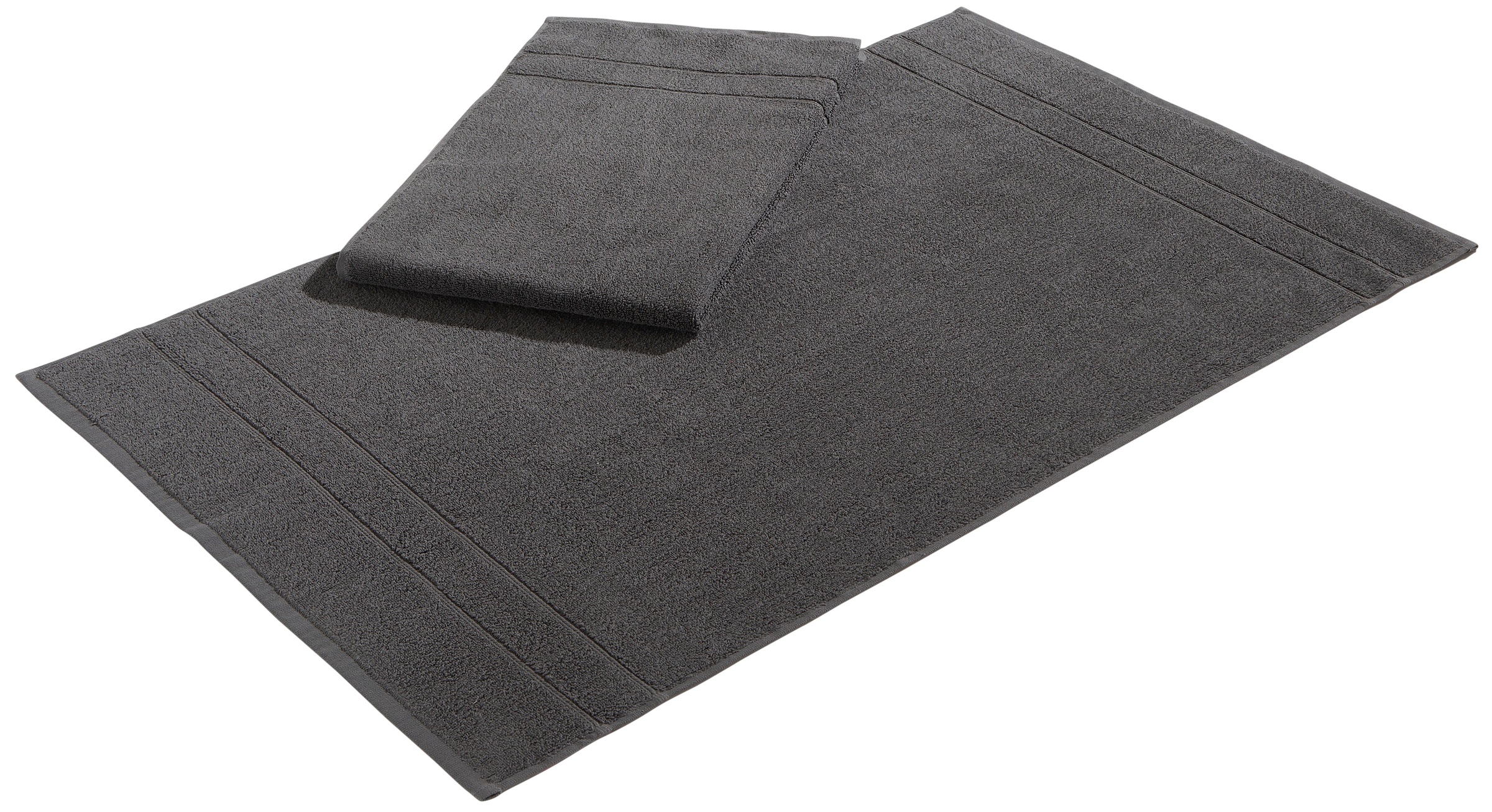 Image of GOODproduct Badematte "Inga, 2 tlg. Hotelmatten-Set" Höhe 4 mm beidseitig nutzbar fussbodenheizungsgeeignet schnell trocknend strapazierfähig feine Bordüre, einfarbig, 100% Baumwolle, 2-teiliges Badematten-Set