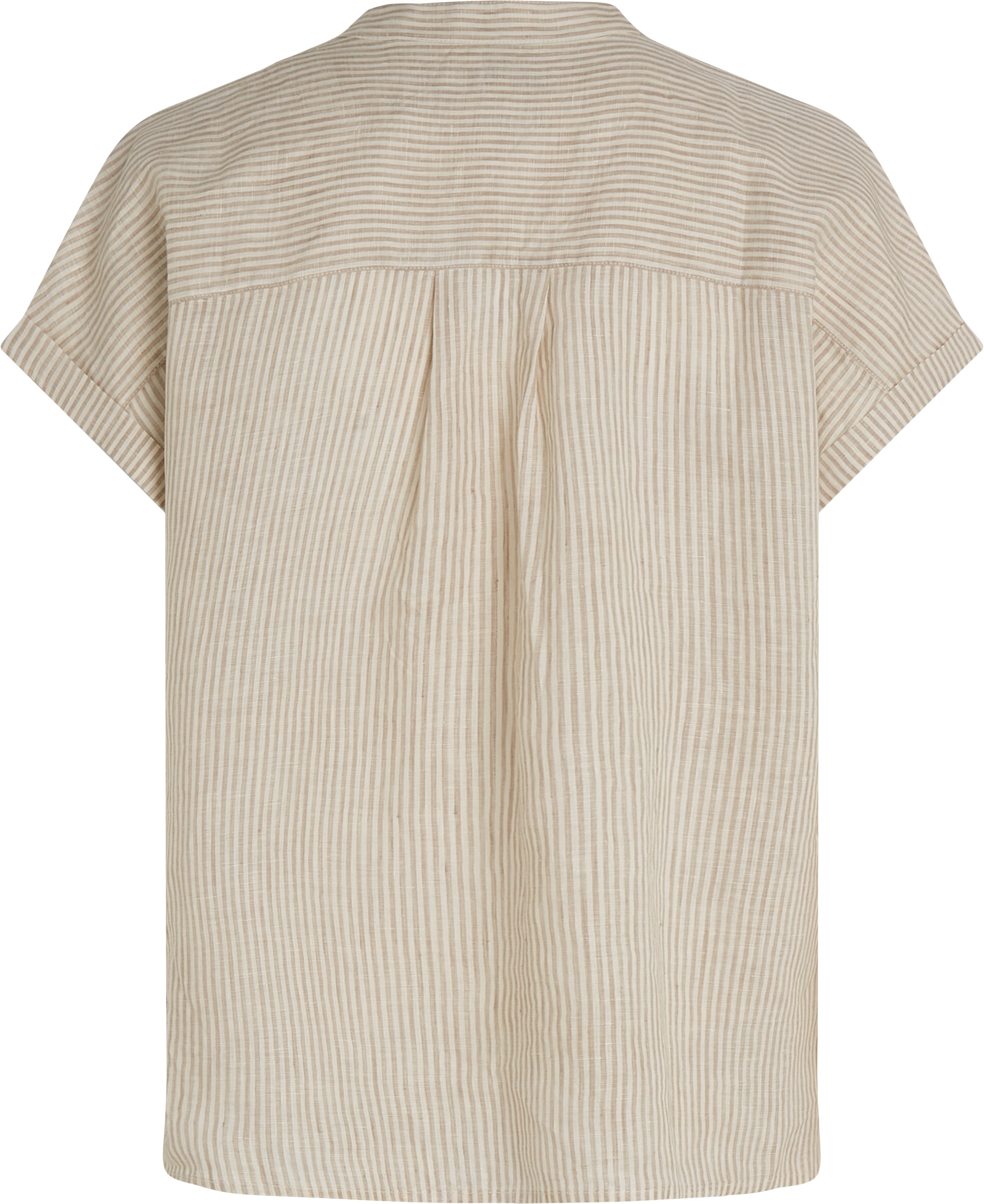 Tommy Hilfiger Kurzarmbluse »ESS LINEN COLLARLESS S/S BLOUSE«, mit Logostickerei,kühlendes Premium Leinen