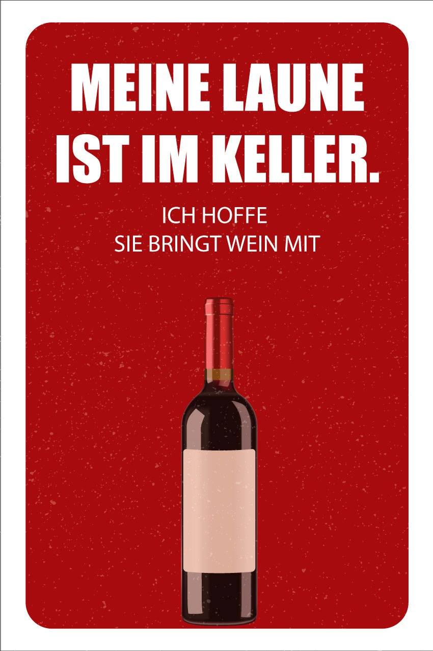 queence Metallbild »Laune im Keller«, Schriftzüge-Schriftzug-Getränke, (1 St.), Stahlschilder