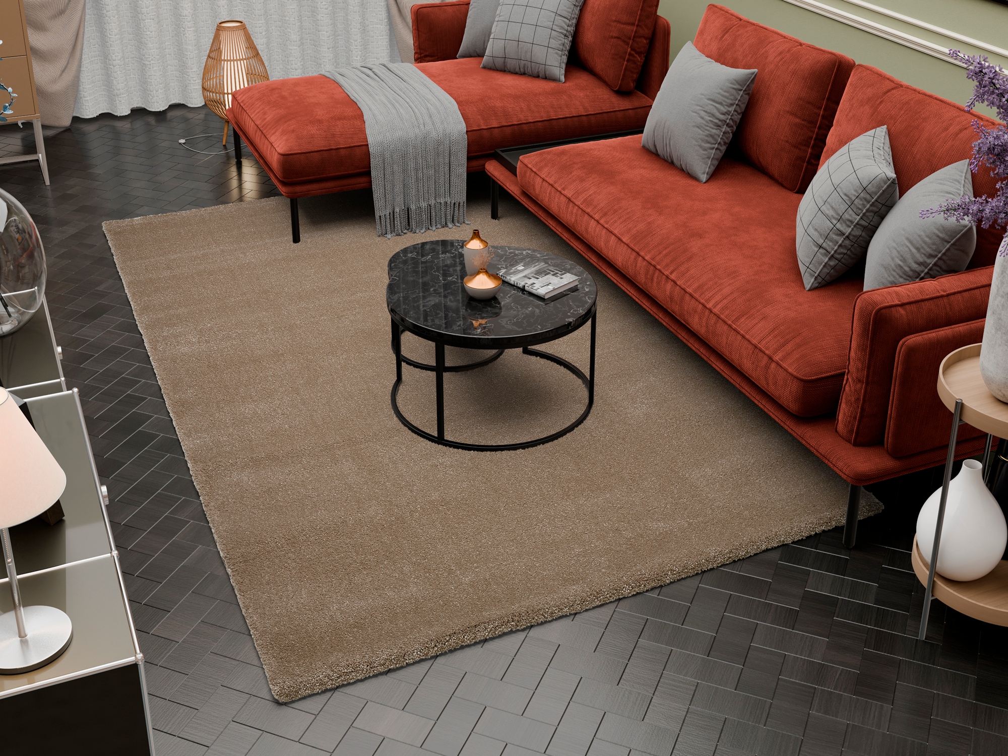 Image of OCI DIE TEPPICHMARKE "KOMFORT, auch als Läufer und in Rund" rund 20 mm Höhe Uni - Hochflor, Langflor, Shaggy, maschinengewebt, robust