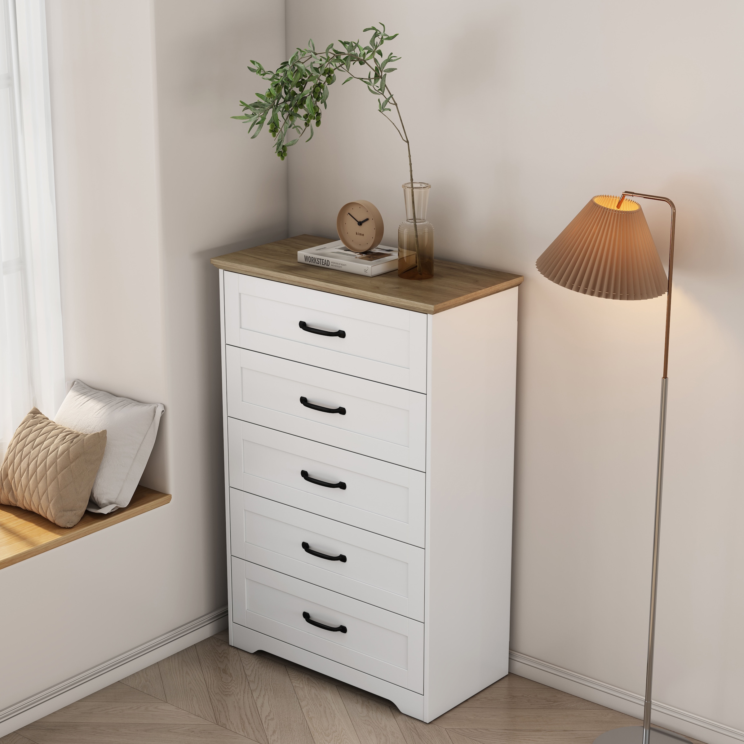 GOODproduct Schubkastenkommode »Emmilia Sideboard im Landhaus Design« Kommode mit viel Stauraum im Schlafzimmer,  Schubladenschrank Sideboard Wäscheschrank Skandi Design