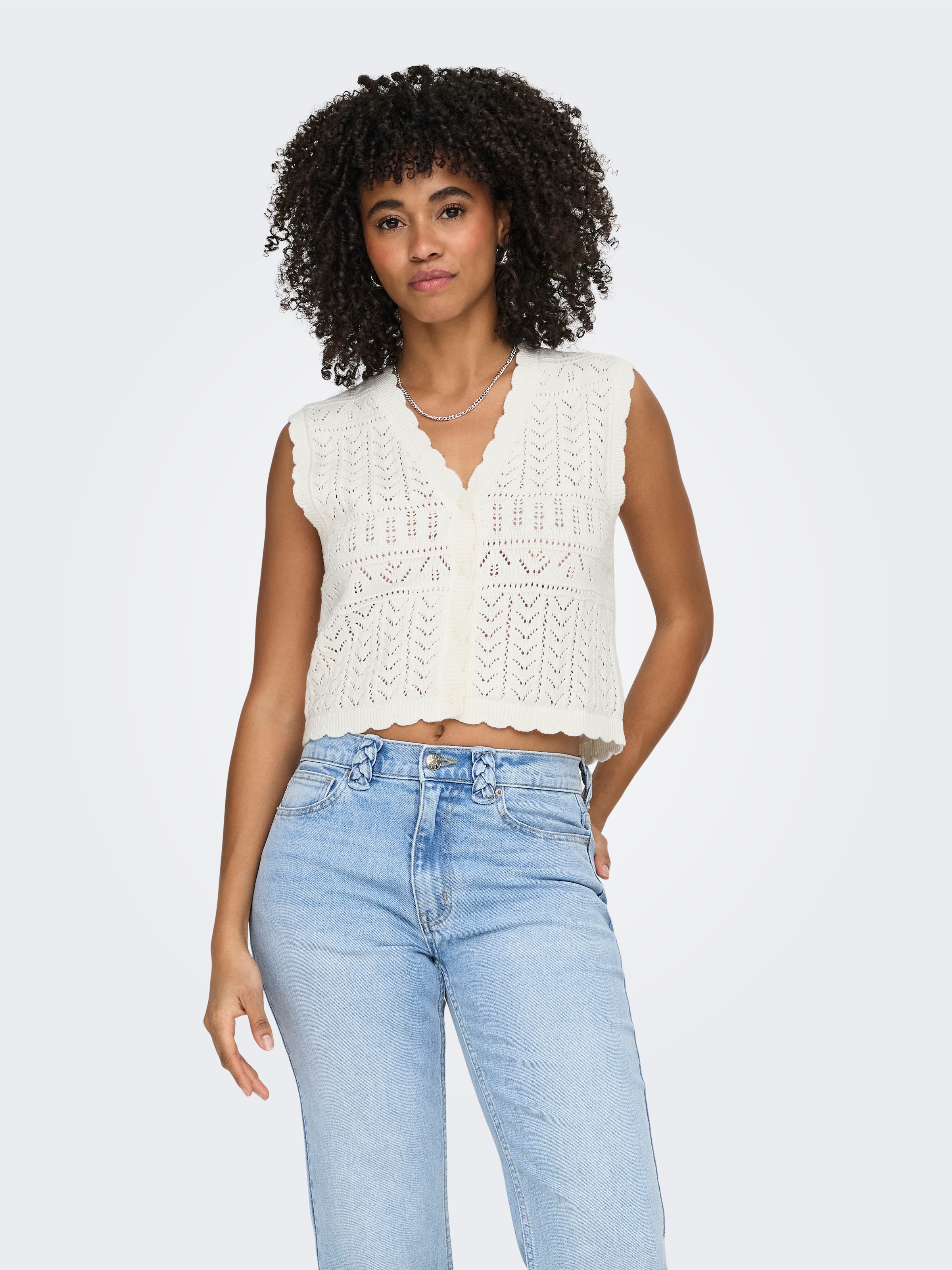 ONLY Strickjacke »ONLIRINA V-NECK BUTTON VEST KNT NOOS« Baumwollmischung