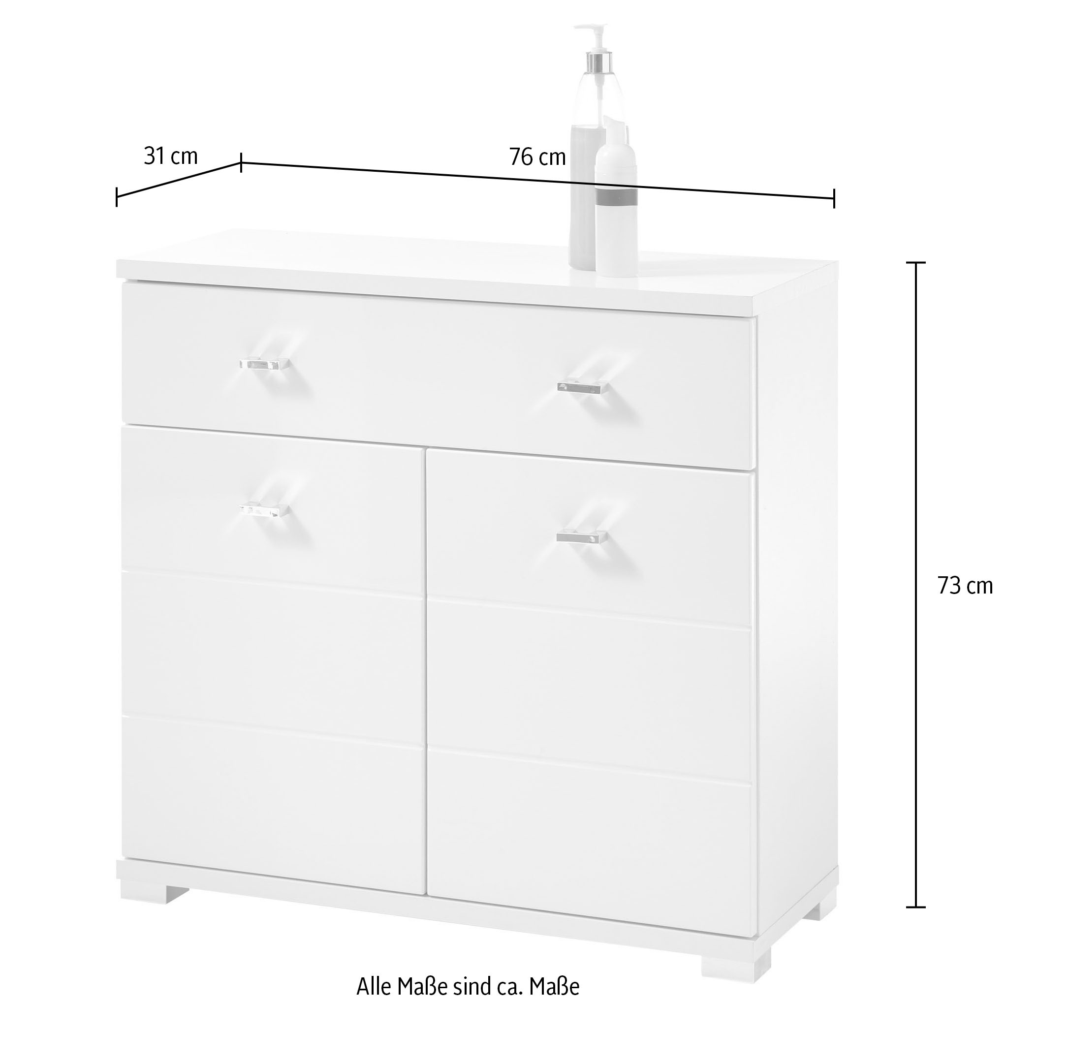 BASIC by Balculina Armoire intermédiaire »Pool, Badezimmerschrank BxHxT 76x73x31« 1 cuis tlg. largeur 76 cm, porte montable à gauche/droite