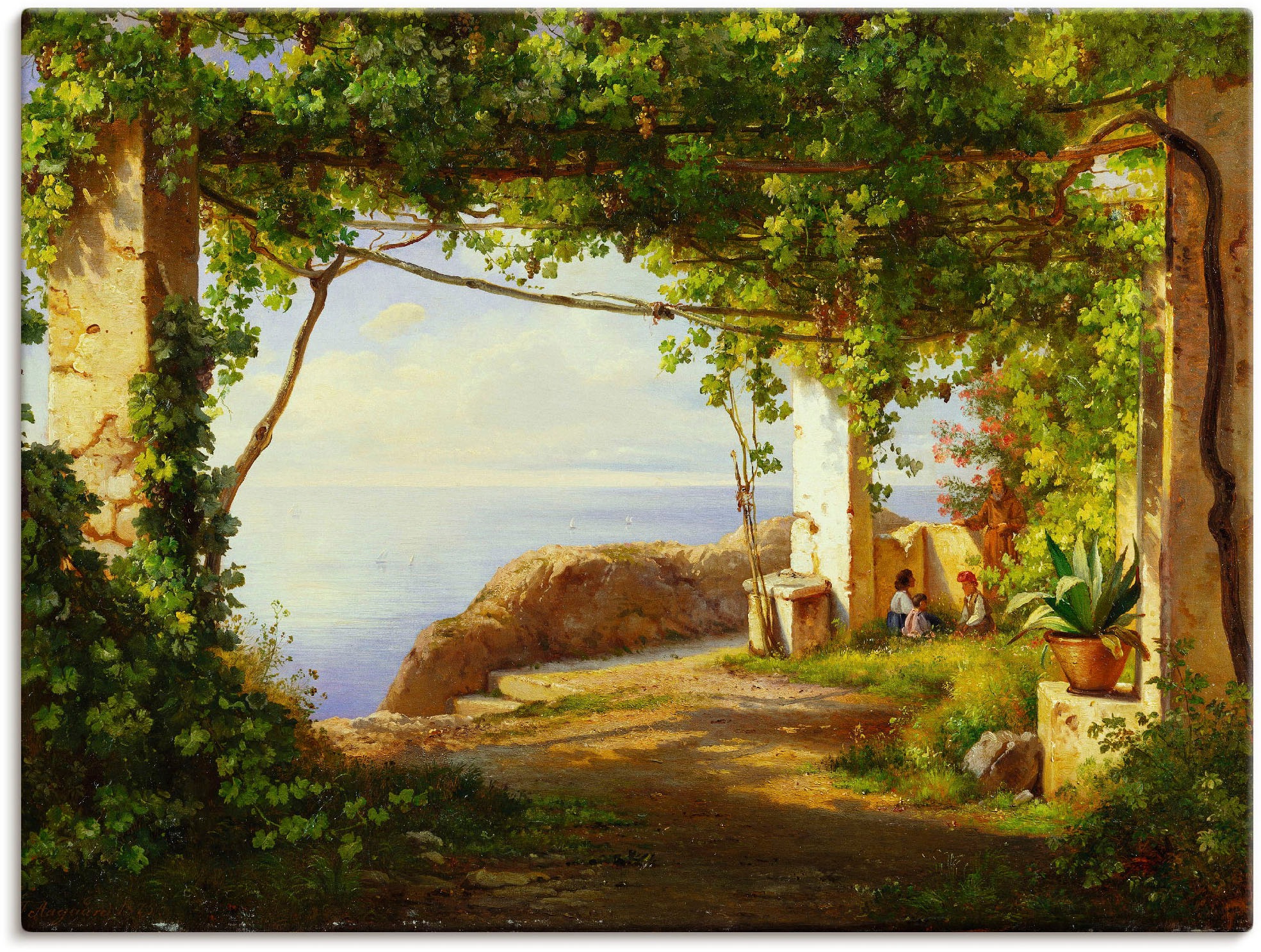 Image of Artland Leinwandbild "Sorrento. 1875" Garten 1 Stk. tlg. auf Holzrahmen gespannt