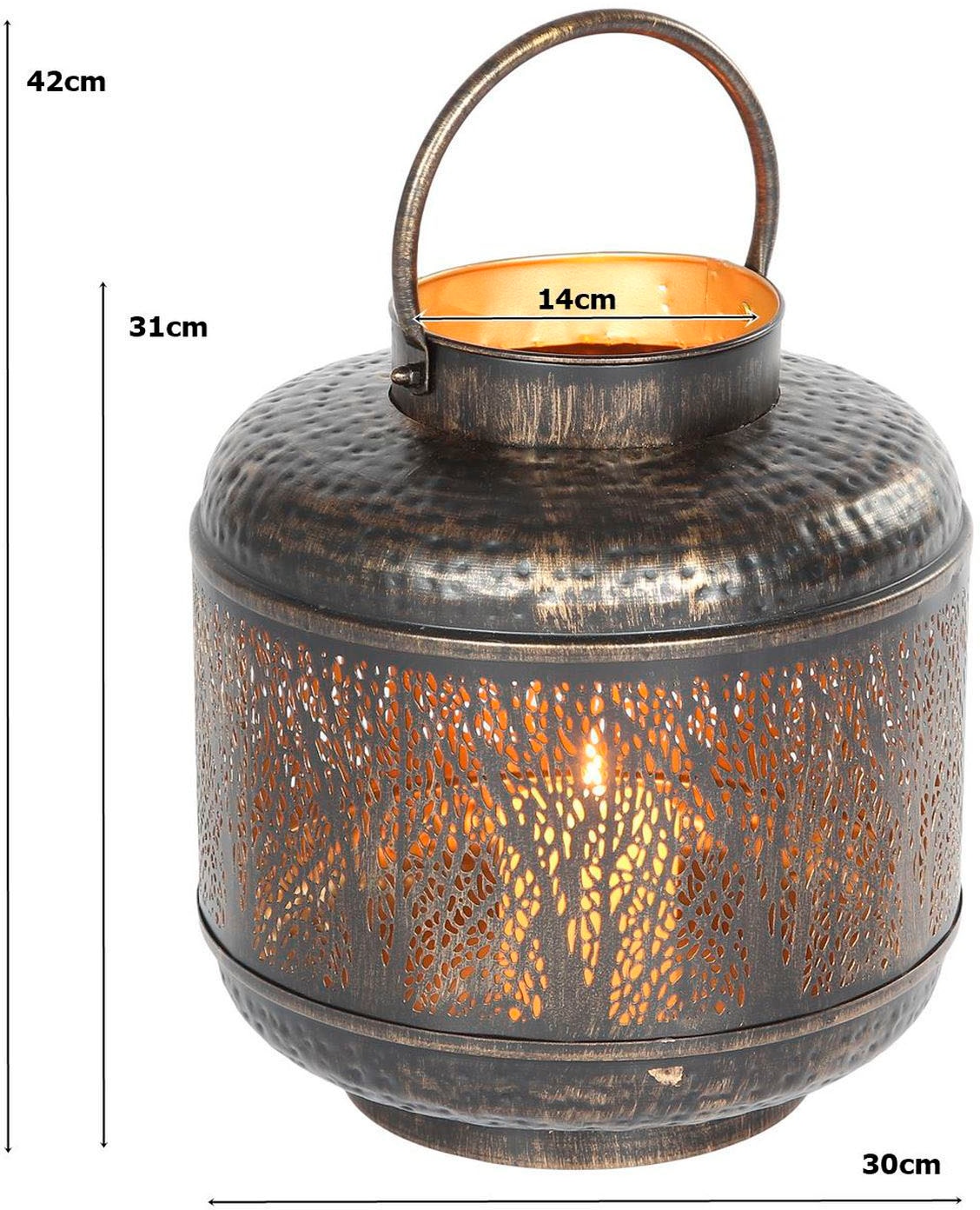 Ambiente Haus Kerzenlaterne »Laterne Walddesign mit Griff - (H) 42 cm«, (1 St.)