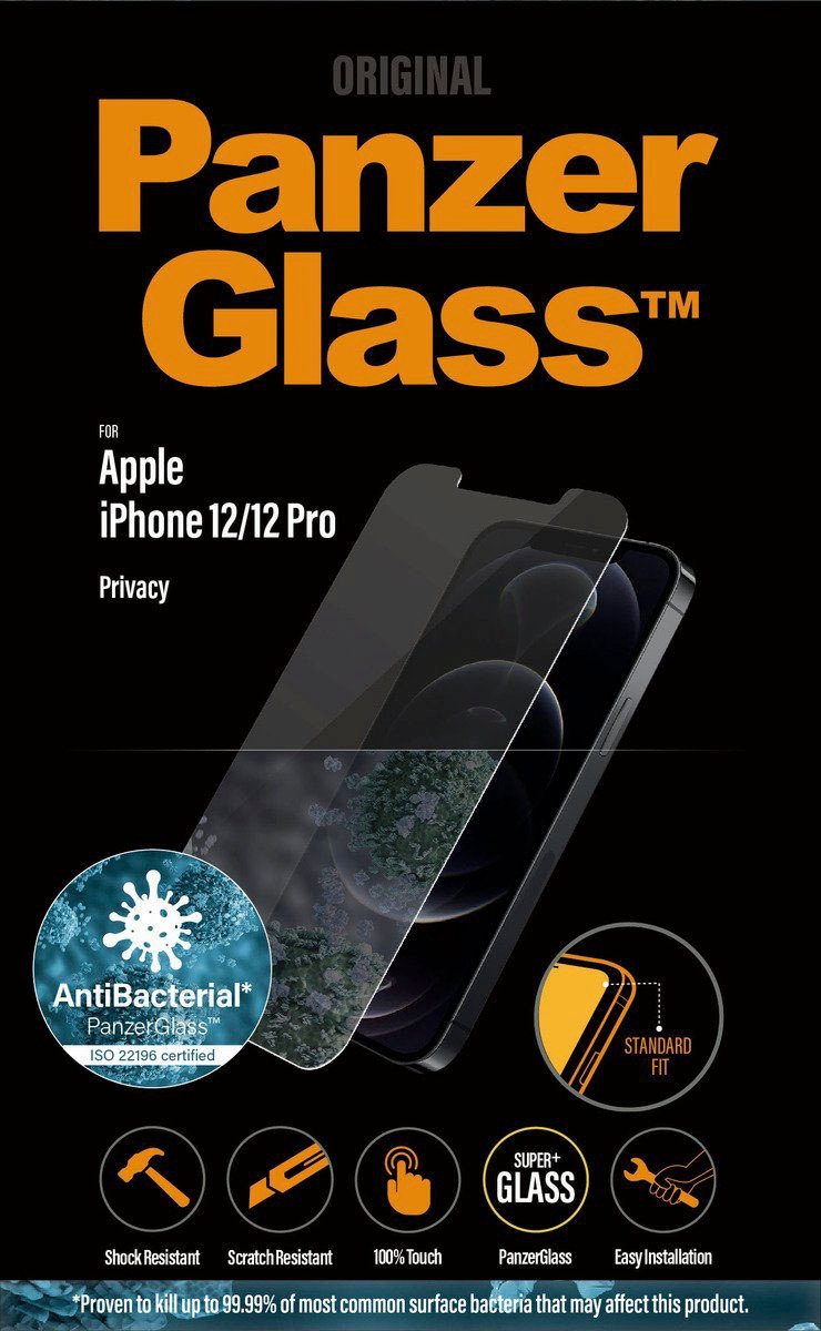 Image of PanzerGlass Displayschutzglas "iPhone 12/12 Pro Privacy Antibakteriel StandardFit" für Apple iPhone 12/12 Pro 1 Stk. tlg.