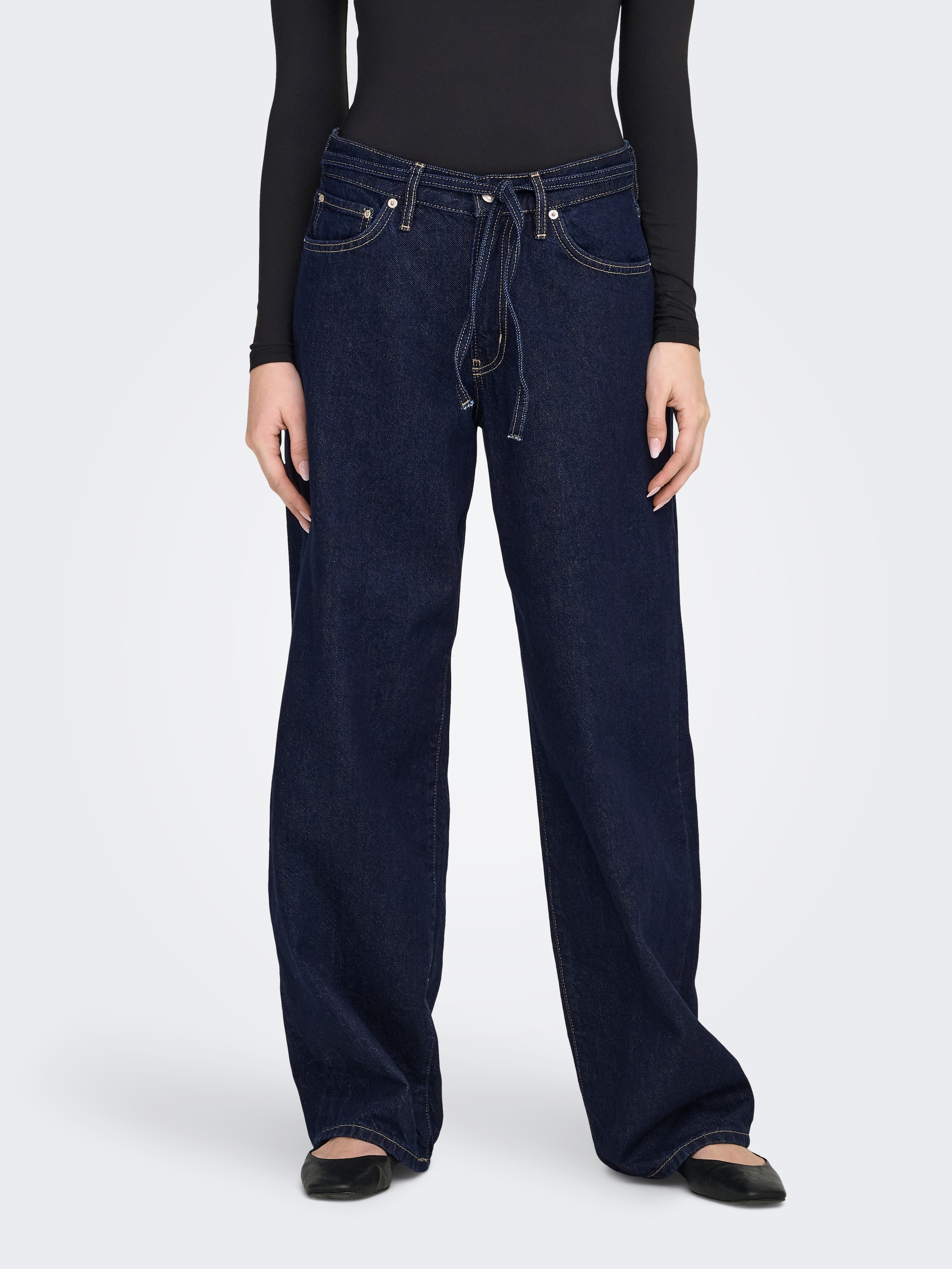 Image of ONLY Straight-Jeans "ONLGIANNA MW STRAIGHT DNM DOT630 NOOS" Baumwolle