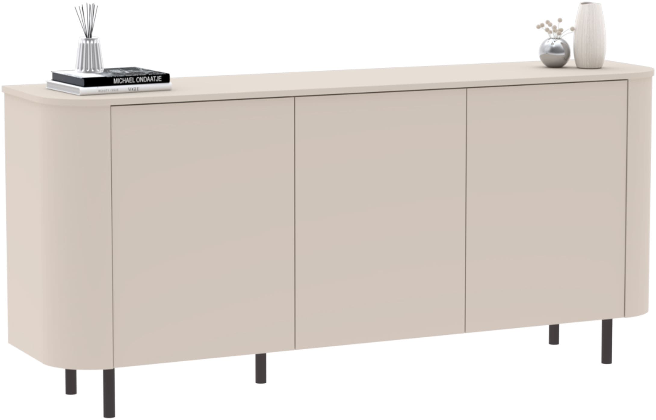INOSIGN Sideboard »Lido, 181 cm breit, 3 Türen, Anrichte, Kommode, Stauraumschrank« Formgebogenes MDF, Stirnseiten mit Rundung, Push-to-open, Metallfüsse