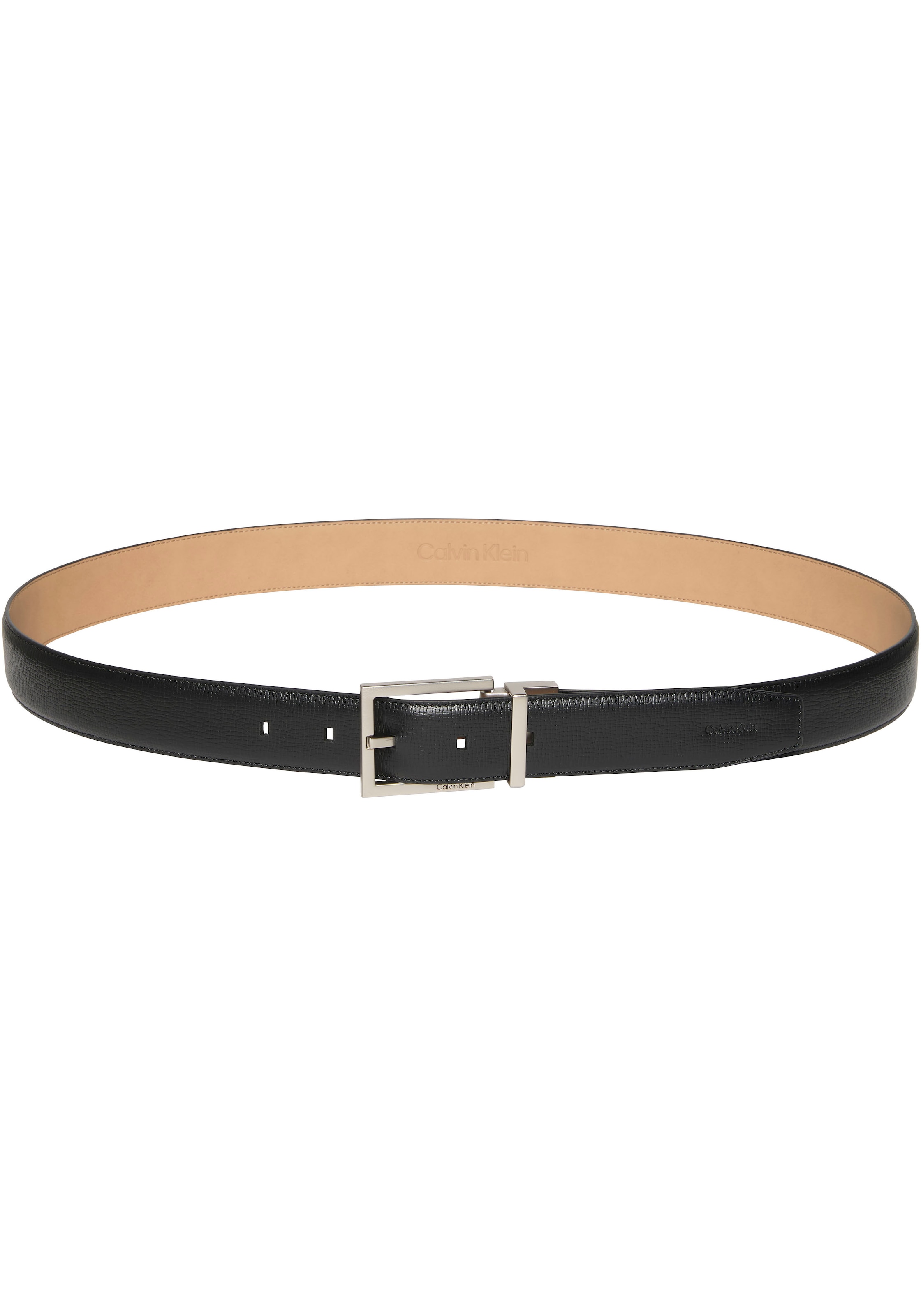 Calvin Klein Ceinture en cuir »SQUARE BUCKLE SAFFIANO 32MM ADJ« Grössenverstellbar mit Metallschliesse