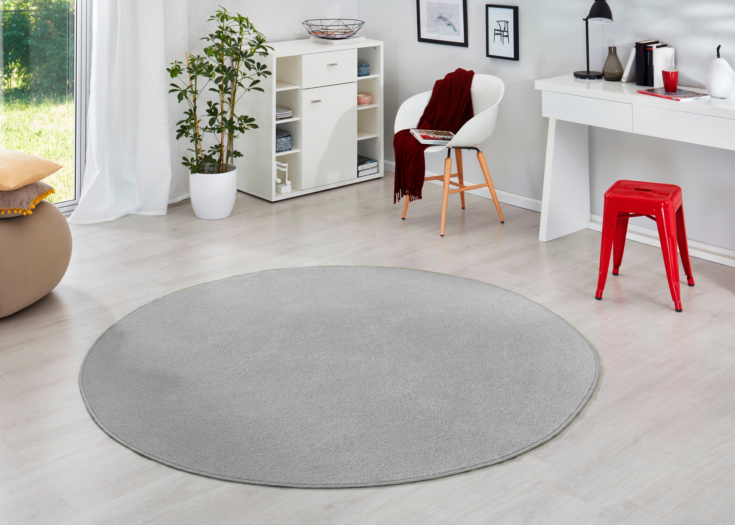 HANSE Home Teppich »Fancy«, rund, 7 mm Höhe, Kurzflor, Weich, Einfarbig, Wohnzimmer, Schlafzimmer, Esszimmer