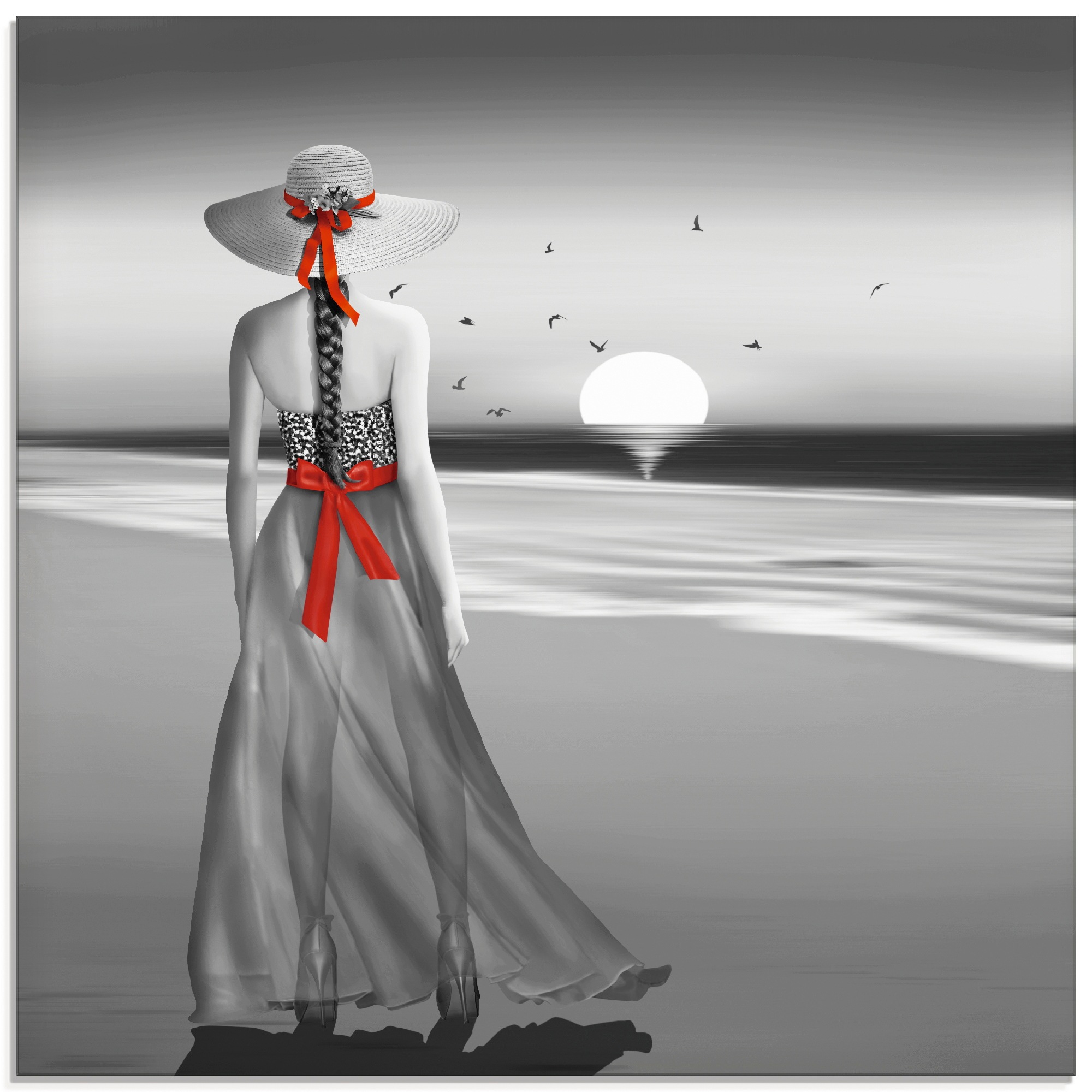 Image of Artland Glasbild »Ein Blick zurück aufs Meer«, Frau, (1 St.) bei Ackermann Versand Schweiz