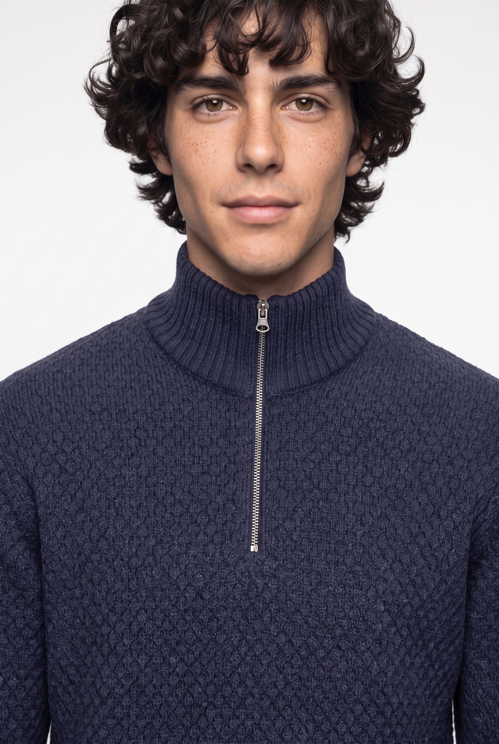 Jack & Jones Troyer »JJBLAKE KNIT HALF ZIP« Materialmix, locker geschnitten