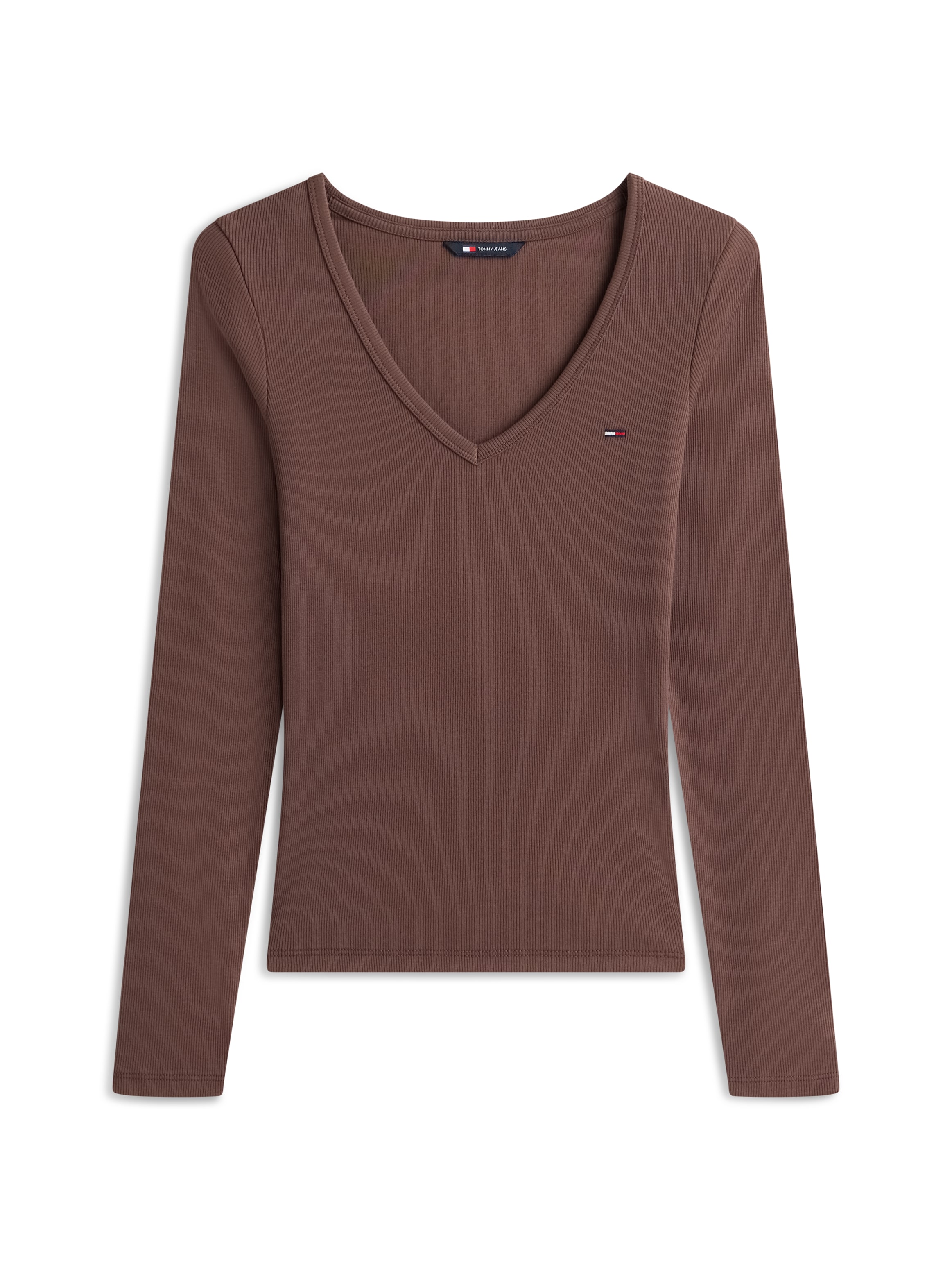 Tommy Jeans Langarmshirt »TJW SLIM ESSENTIAL RIB V LS« mit Logostickerei