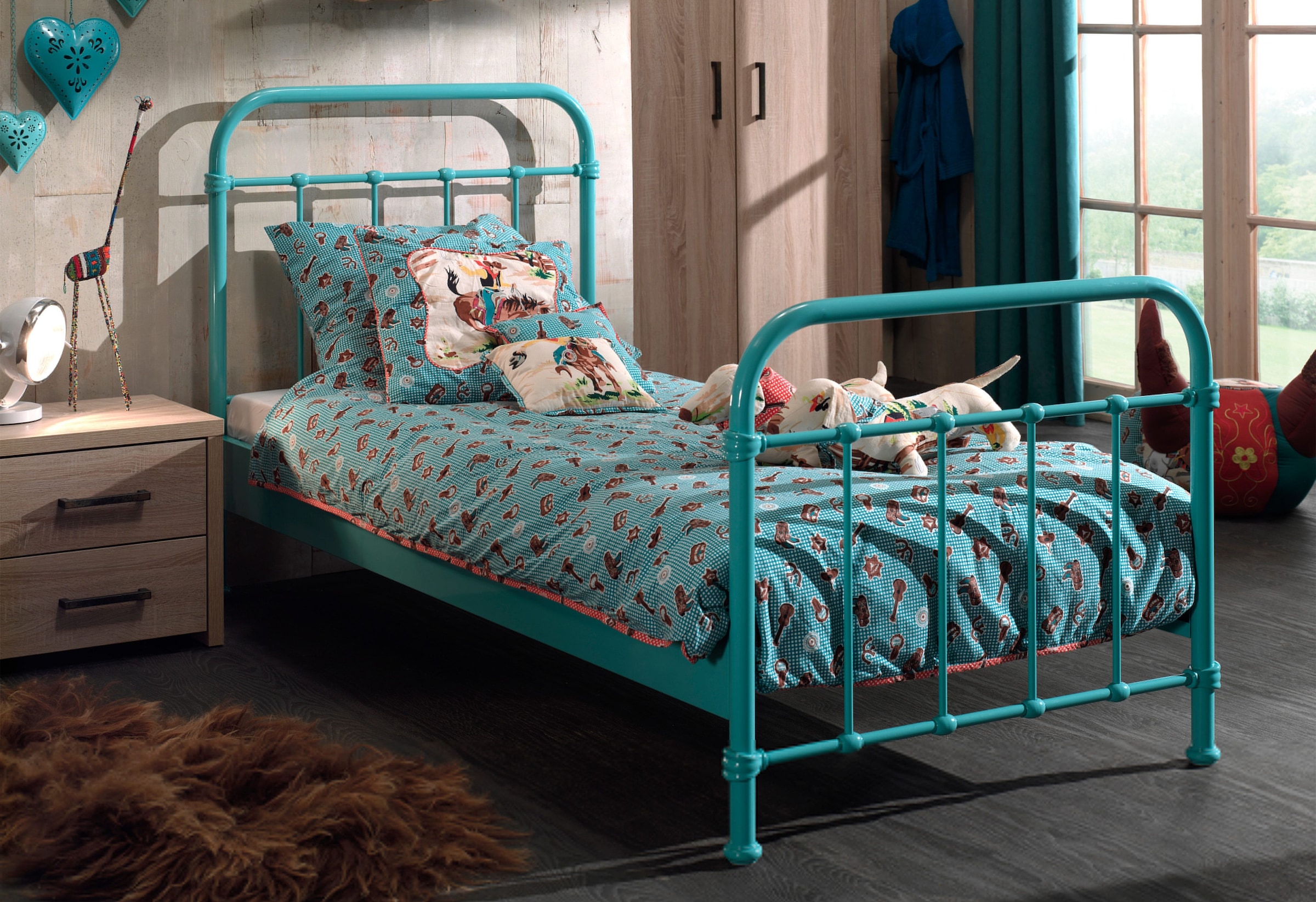 Kinderbett, (Made in Europe), Metallbett, Jugendbett, Einzelbett mit Lattenrost