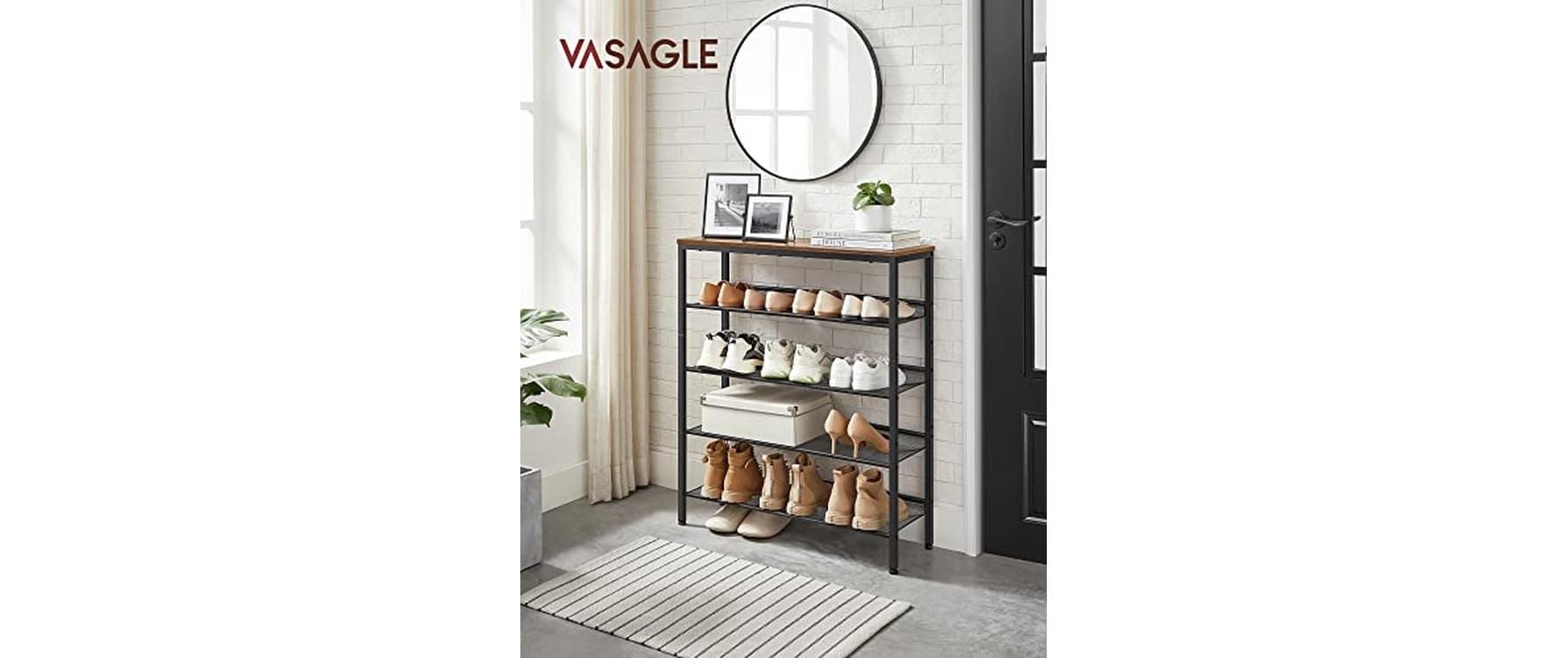 VASAGLE Schuhregal »75 x 30 x 93 cm, Braun/Schwarz«