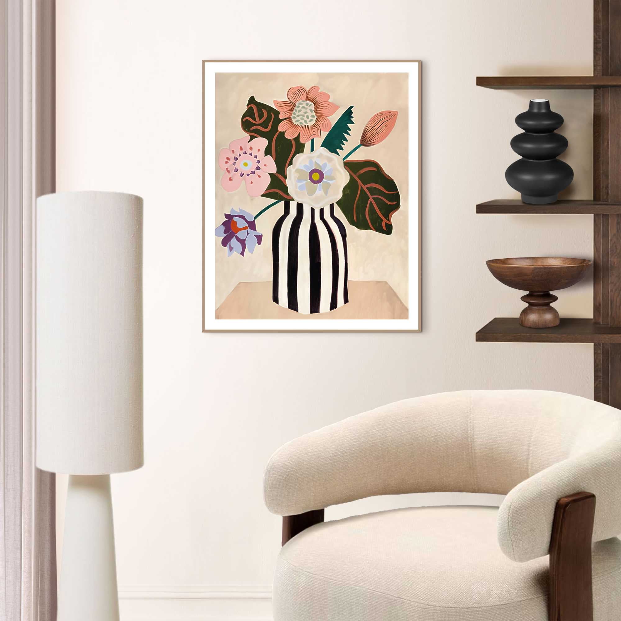 Reinders! Poster »Funky Flowers« Wohnzimmer - Blumen - Vase - Mehrfarbig - MDF - Blumen und Pflanzen