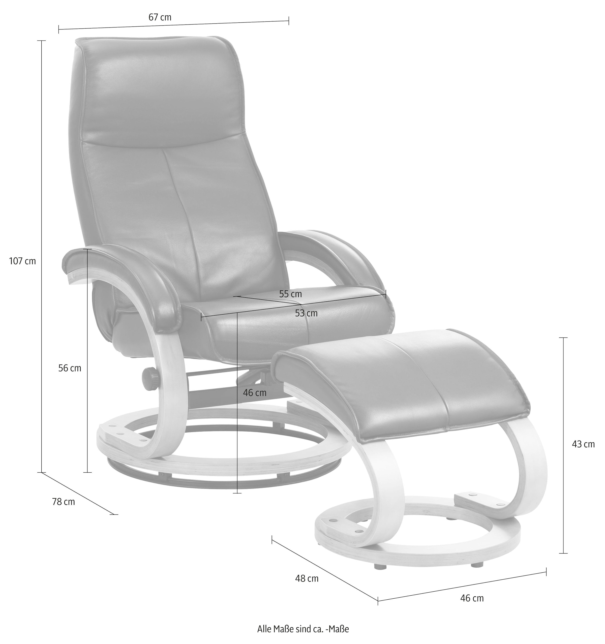 Home affaire Relaxsessel »Paris TV-Sessel, Sessel mit Hocker, Wohnzimmer, Schlaffunktion manuell«, (Set, 2 St., bestehend aus Sessel und Hocker), verstellbar, Microfaser, NaturLEDER, Webstoff, Sitzhöhe 46 cm