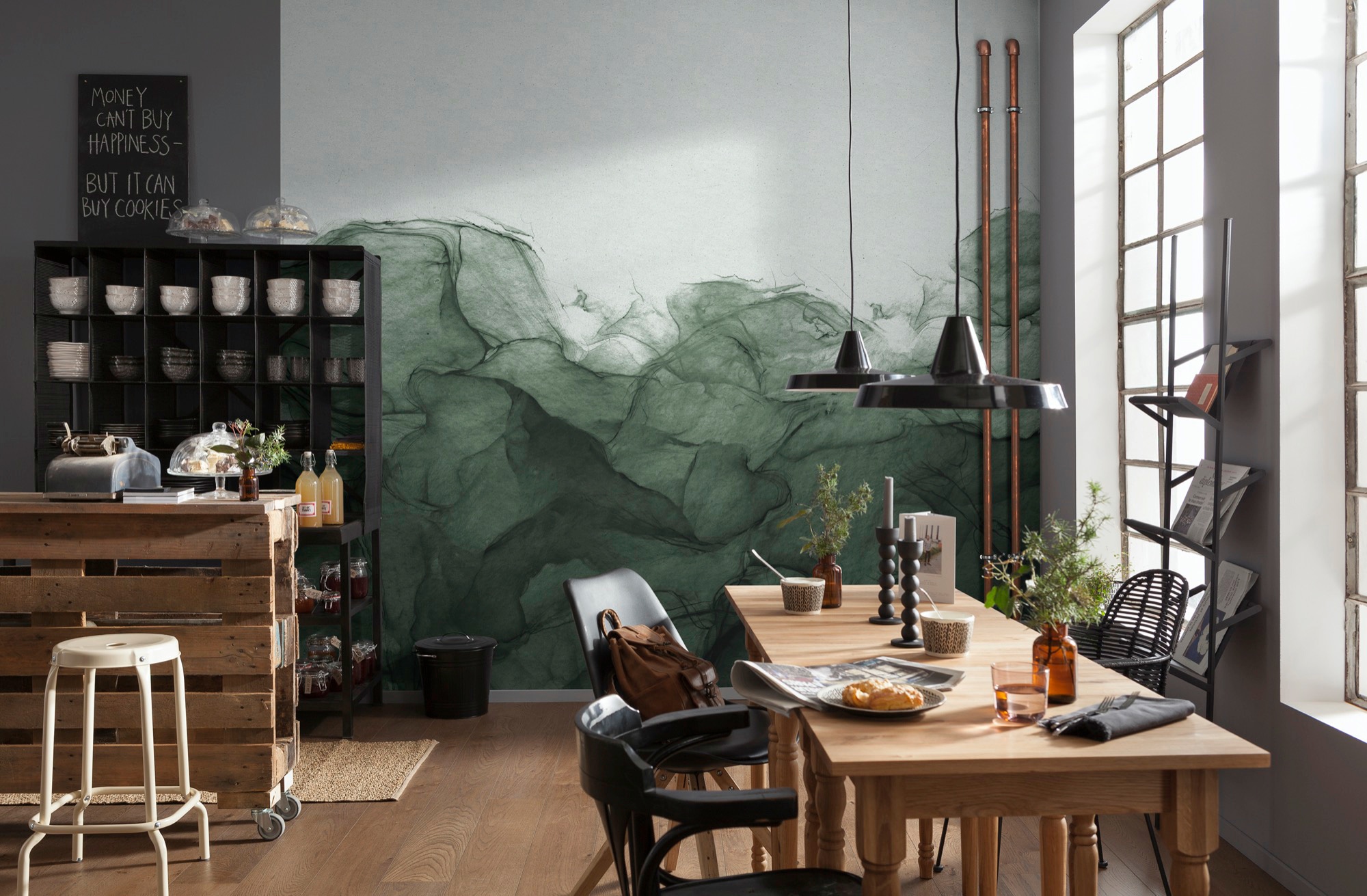 Komar Papier peint intissé »Digitaldruck Vlies -  Green Dust - Grösse 300 x 280 cm« imprimé Wohnzimmer, Schlafzimmer