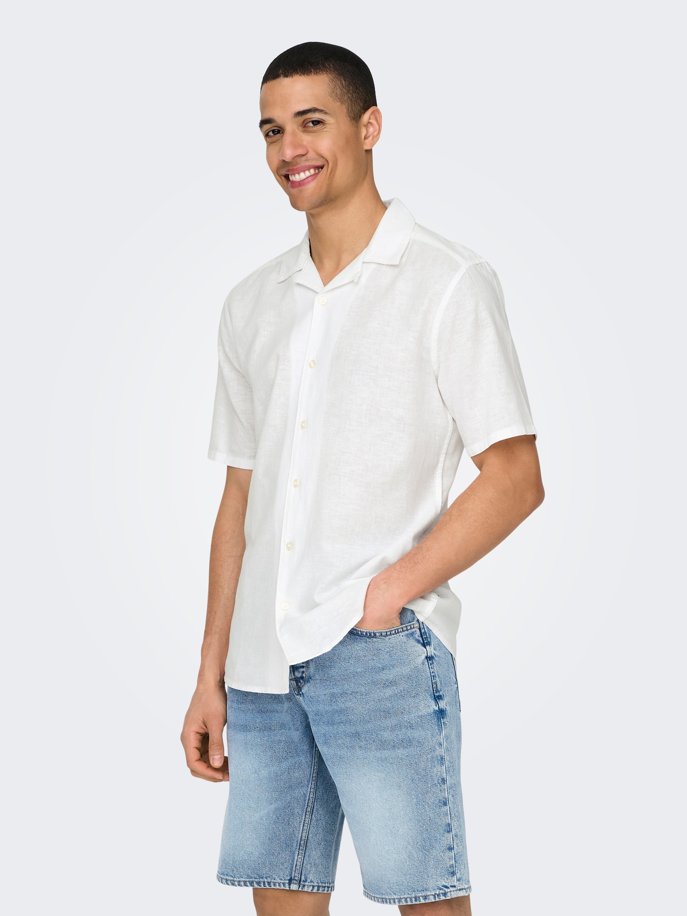 ONLY & SONS Kurzarmhemd »ONSCAIDEN SS SOLID RESORT LINEN NOOS«