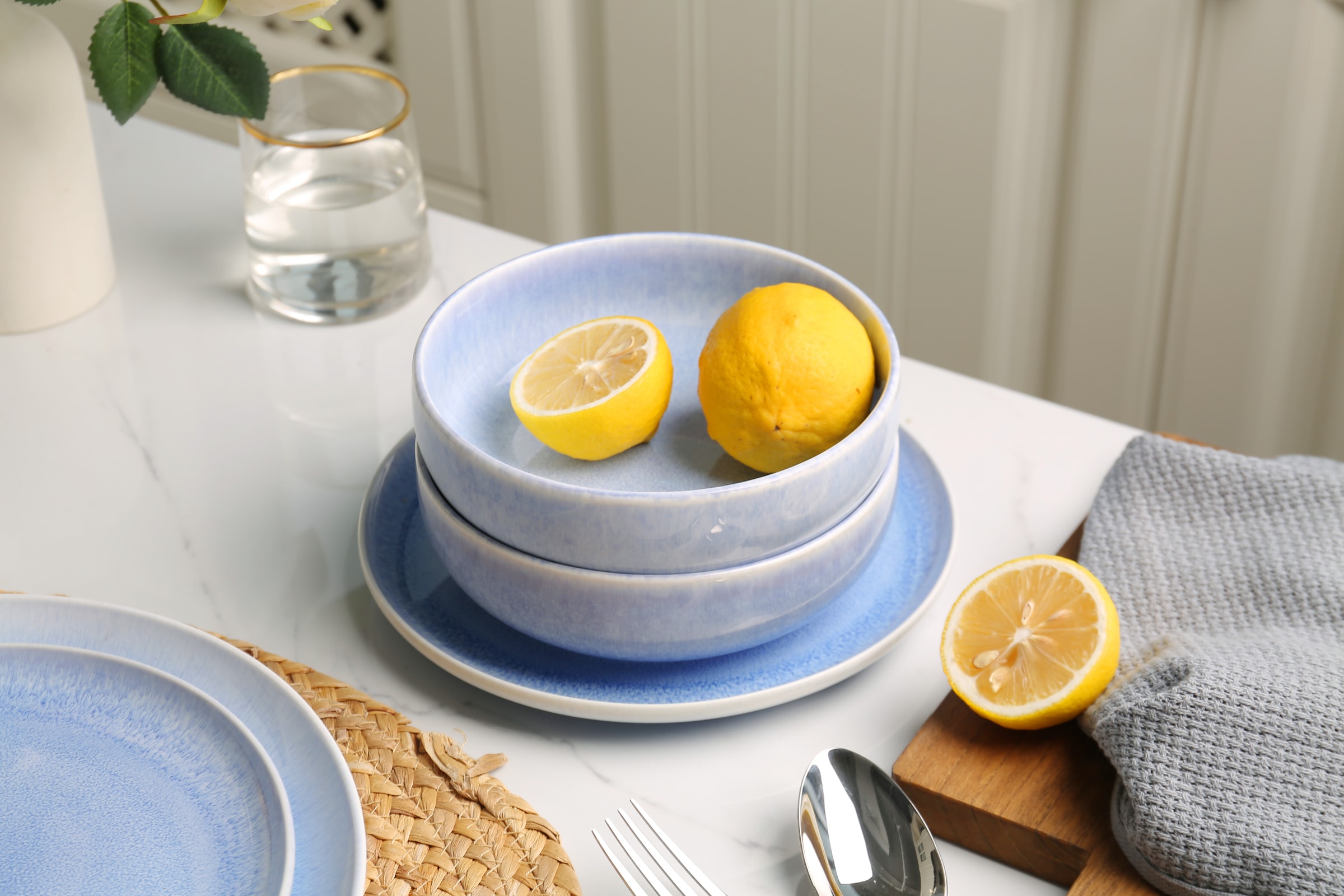GOODproduct Geschirr-Set »Flett, mit Reaktivglasur« Teller Set, spülmaschinenfest und mikrowellengeeignet