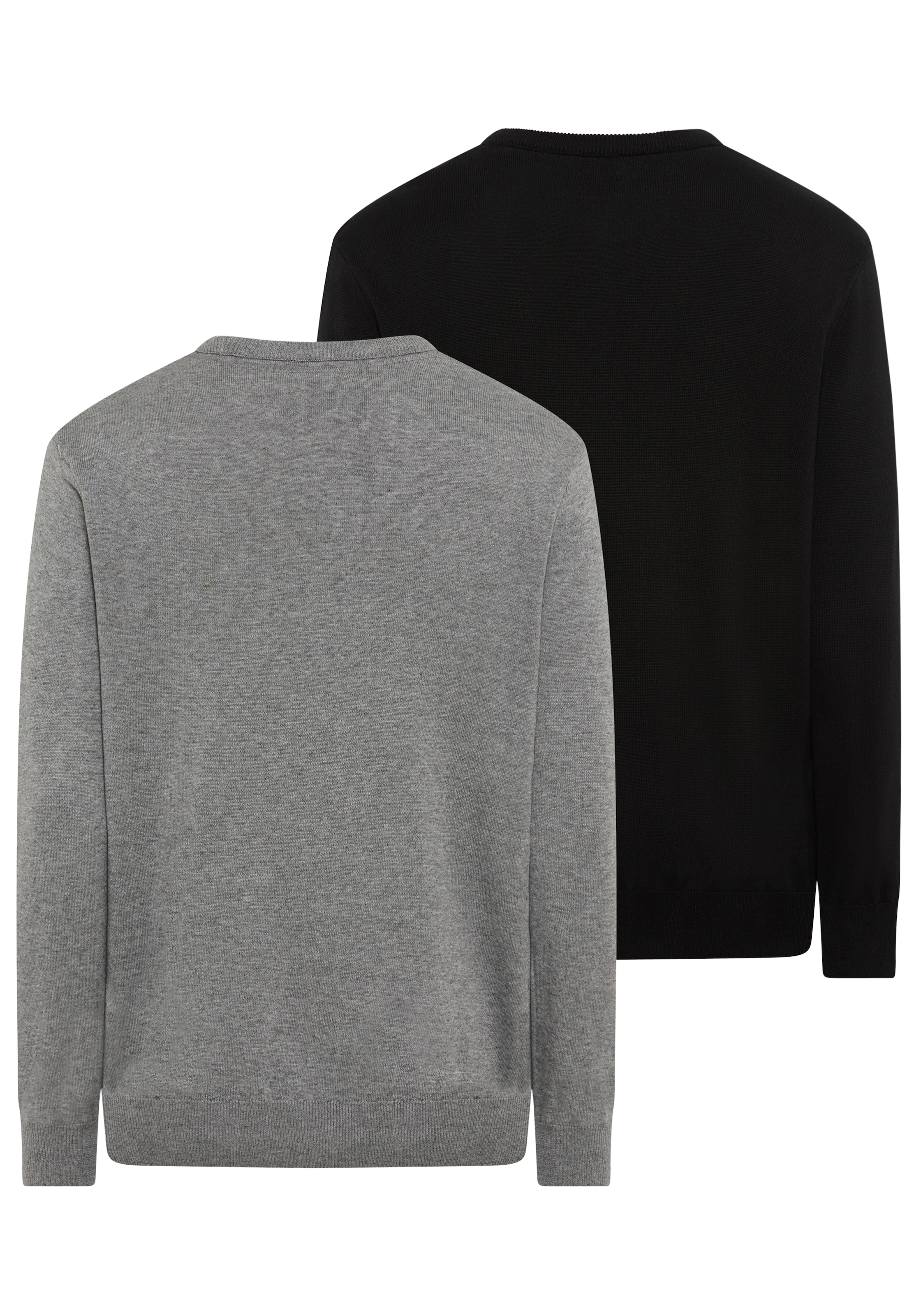 Man's World Pull à col rond »Neue Kollektion! DP Grau & Schwarz« 2-er Pack,  in Feinstrick, ideal für die Übergangszeit, Basic Style