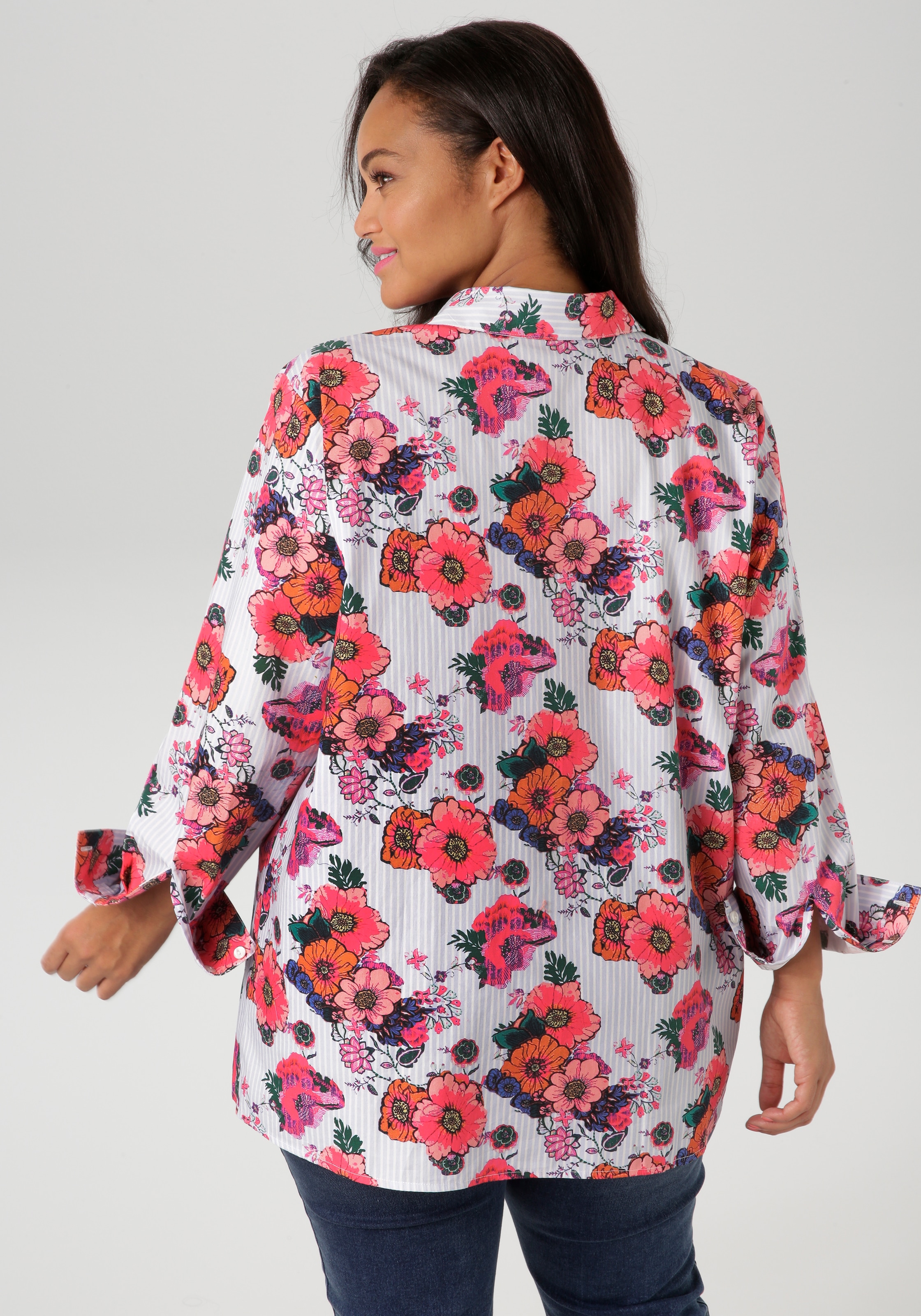 Aniston PLUS Hemdbluse, mit trendigem Blumendruck