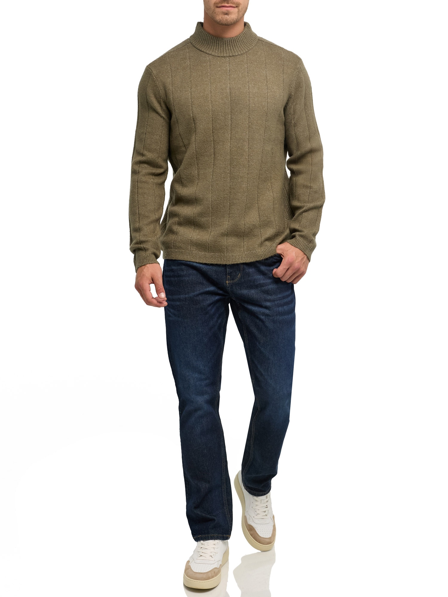 Indicode Pull à col roulé »INCrowport« Materialmix, regular fit