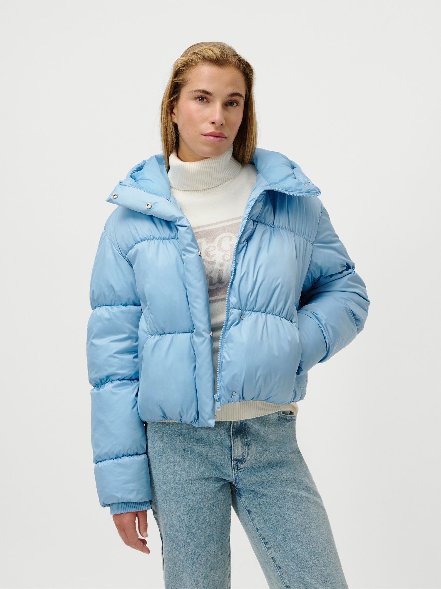 Image of LeGer Steppjacke "Viveka, LeGer by Lena Gercke" mit Kapuze Cropped, mit Rucksack-Riemen innen, Winterjacke