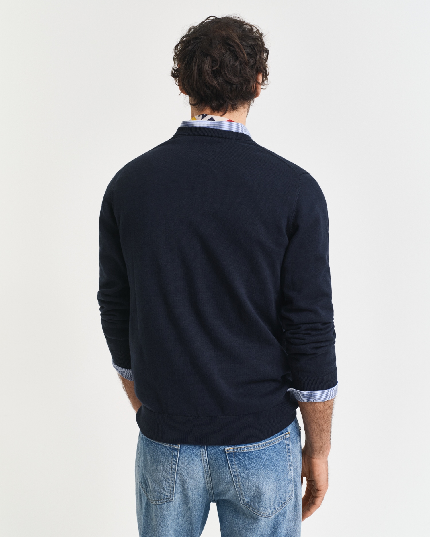 Gant Pull col V »Classic Cotton V-Neck« Premium Strickjersey aus weicher 100% Baumwolle, Übergangspullover