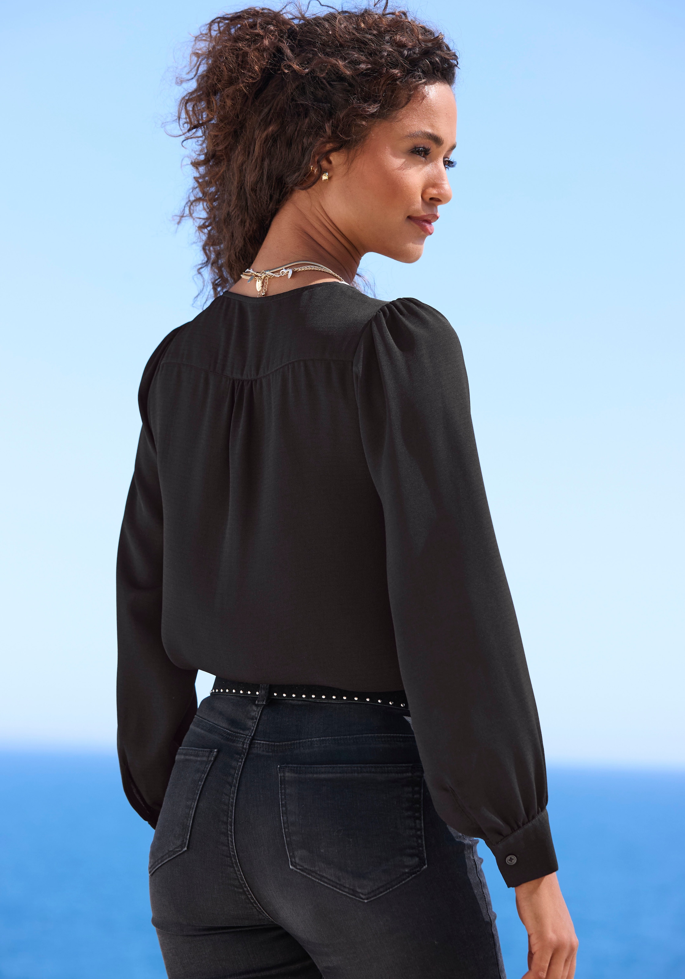 LASCANA Langarmbluse, mit Reissverschlussdetail, elegante Damenbluse