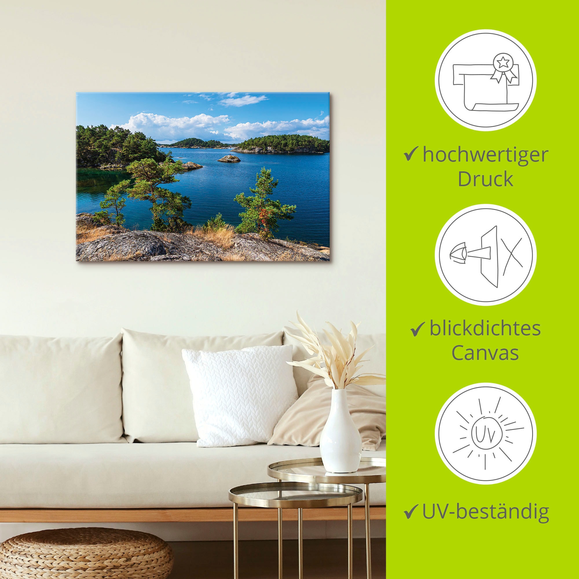 Artland Leinwandbild »Landschaft, Halbinsel Riveneset Norwegen« Küstenbilder 1 Stk. tlg. auf Holzrahmen gespannt