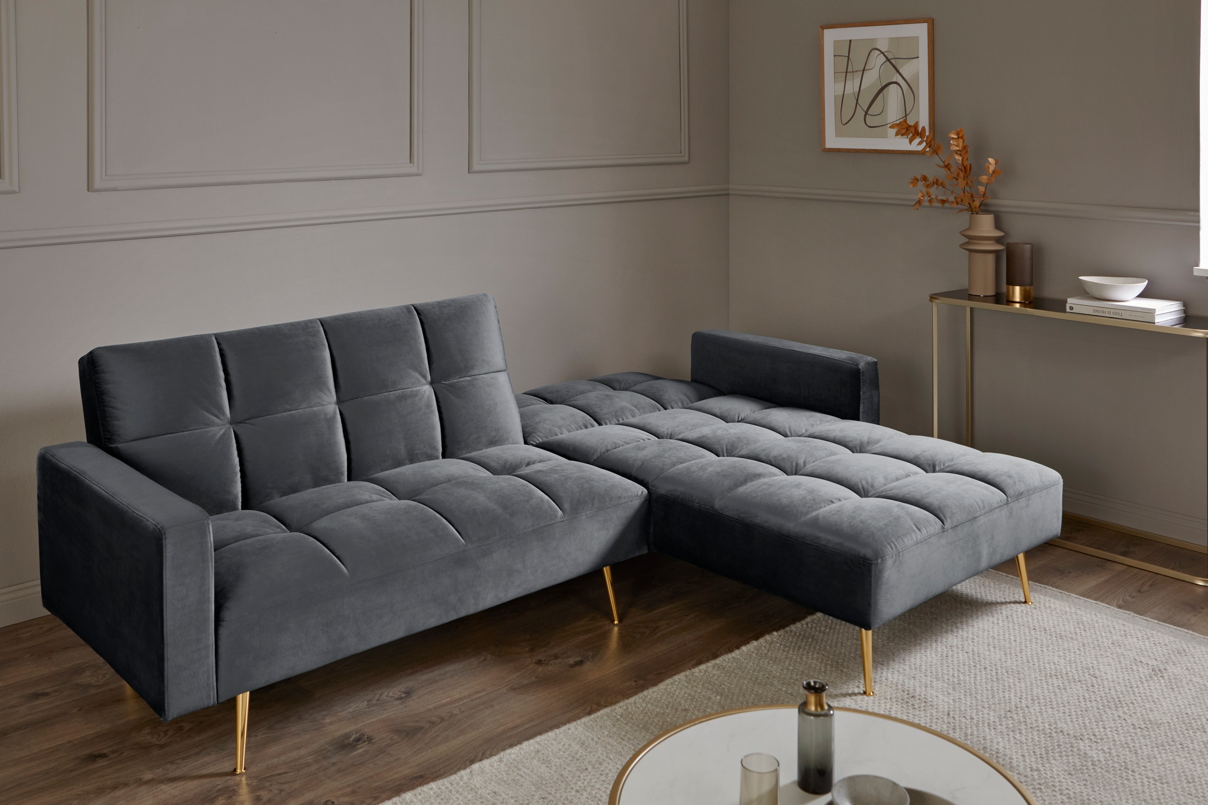 Jahnke Canapé d'angle »CHILLAX POSH CORNER« avec fonction couchage, montage réversible, 244 x 150 cm