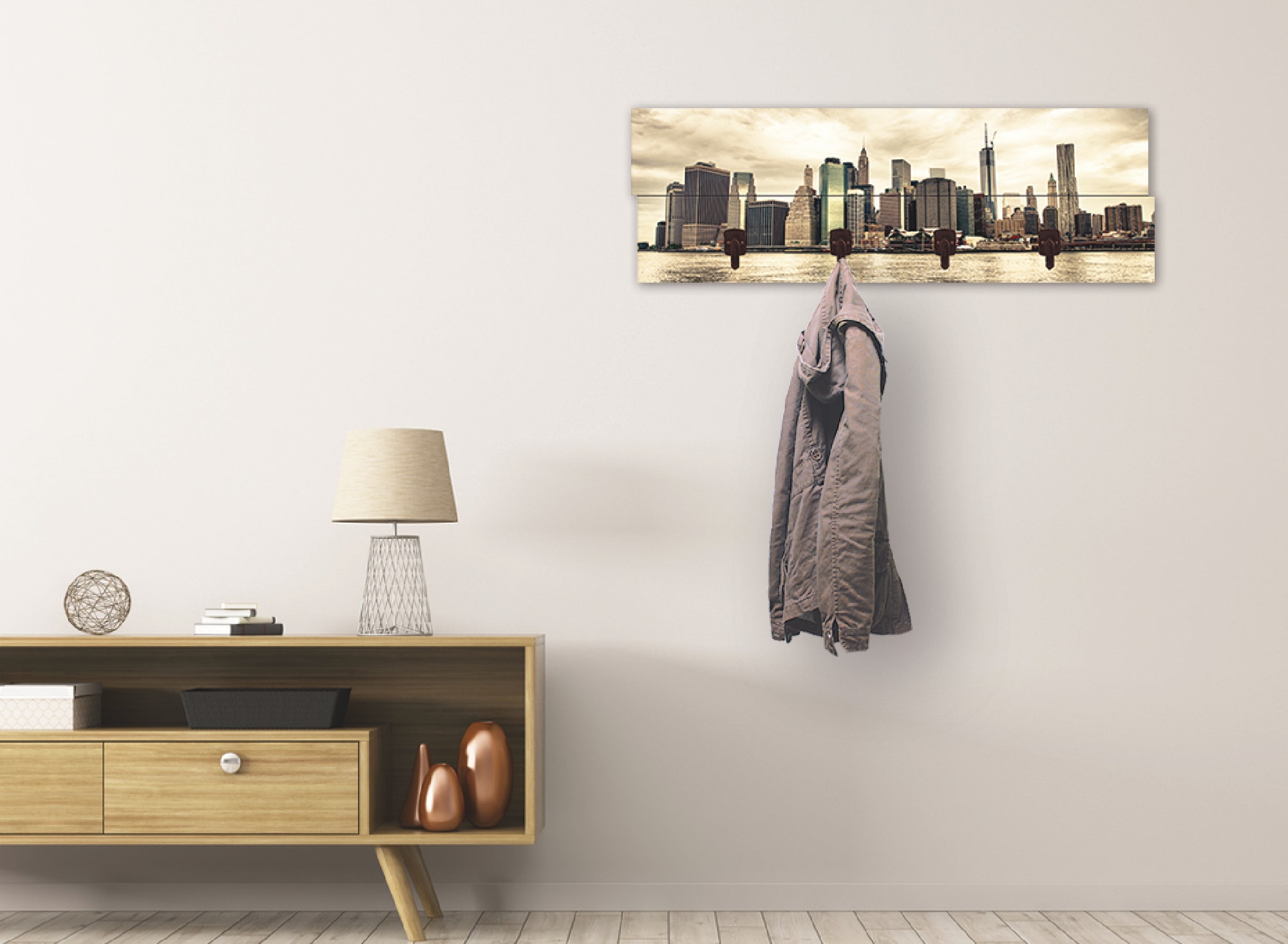 Artland Garderobenleiste »Lower Manhattan Skyline«, teilmontiert