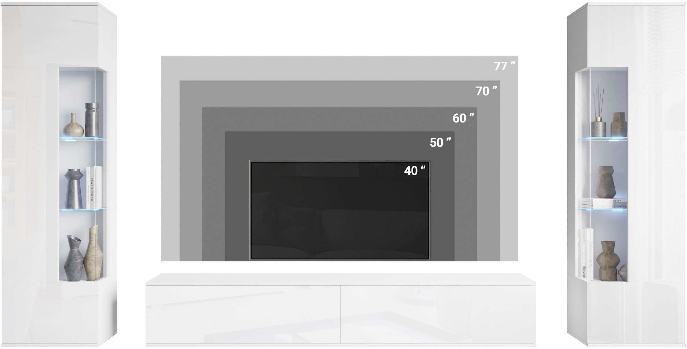 GOODproduct Wohnwand »Kenia, Vitrine Türanschlag links/rechts wechselbar« 3 Stk. tlg.
