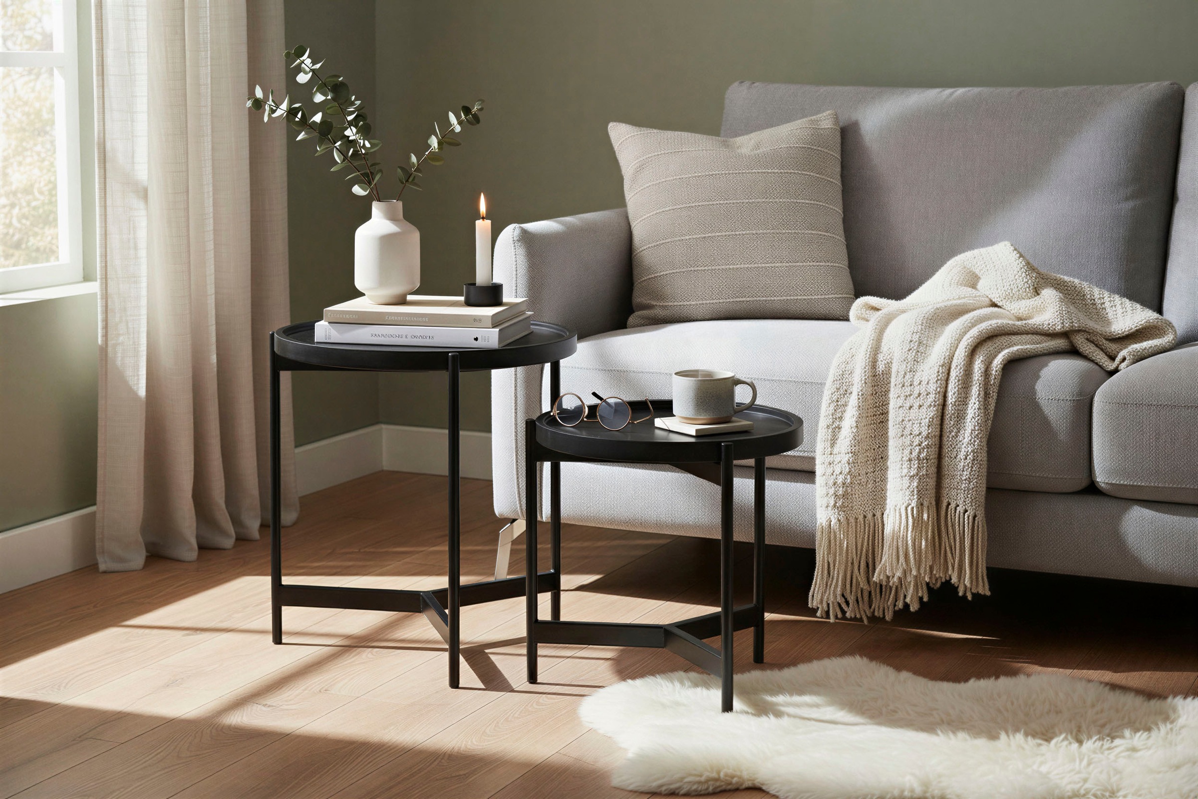 SIT Beistelltisch "Turin 2er Set aus Mango massiv mit Metallgestell" 2 Stk. tlg. 2er Set mit runden Tischplatten & robustem Metallgestell