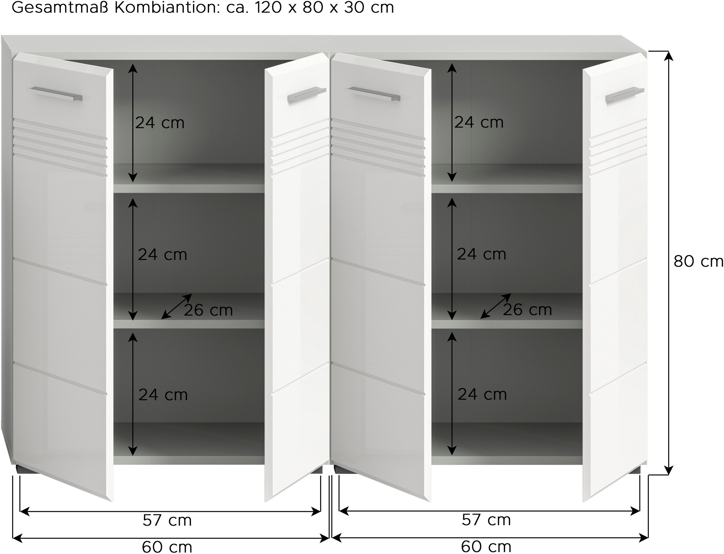 welltime Badmöbel-Set »Calicio, bestehend aus: 2 Midischränken« 2 Stk. tlg.