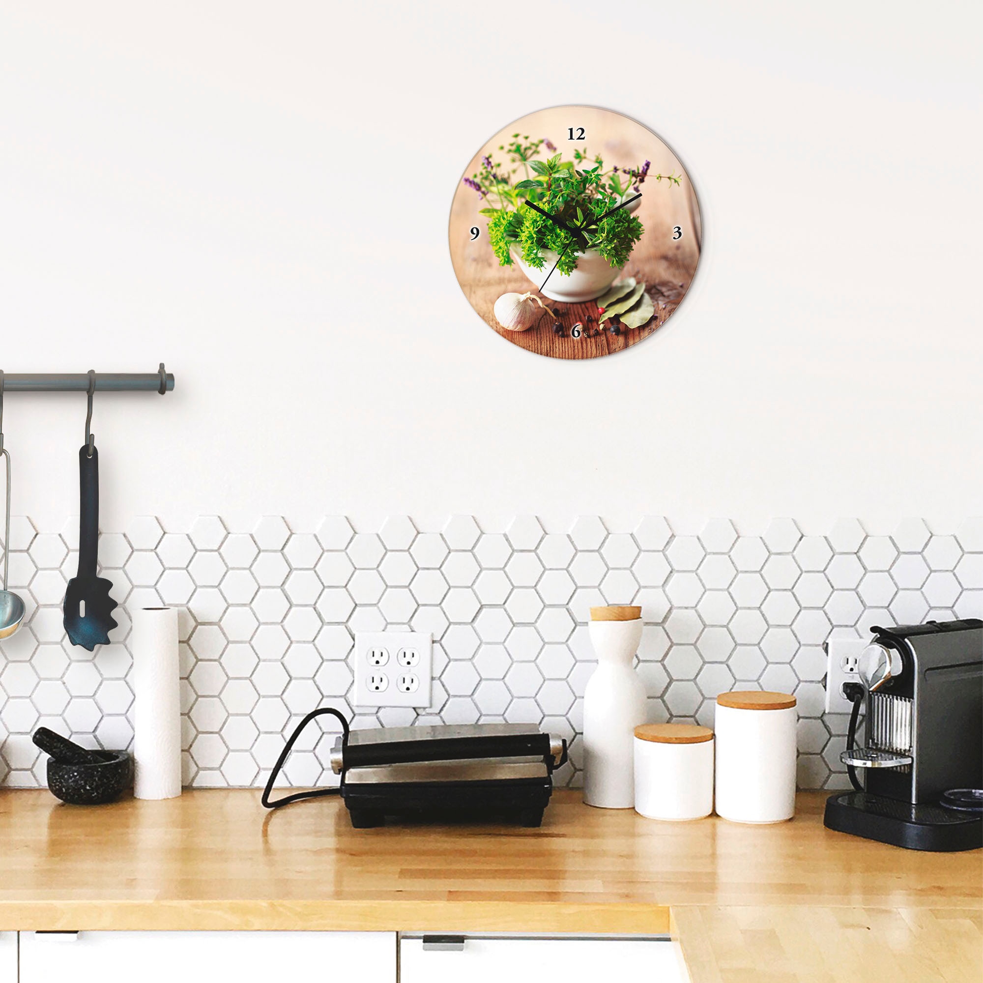 Artland Horloge murale »Verschiedene Kräuter - Küche« wahlweise mit Quarz- oder Funkuhrwerk, lautlos ohne Tickgeräusche