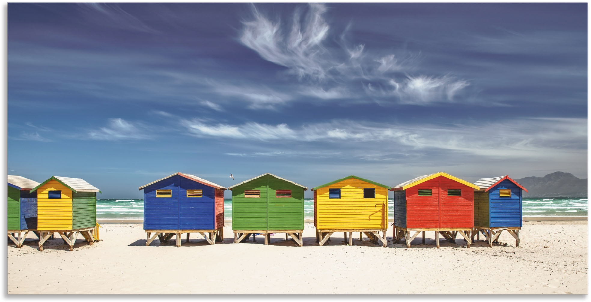 Strandbilder, in Kapstadt«, Alubild, oder Wandbild St.), (1 Grössen Wandaufkleber »Bunte Poster als Strandhäuser versch. bei Leinwandbild, Artland maintenant