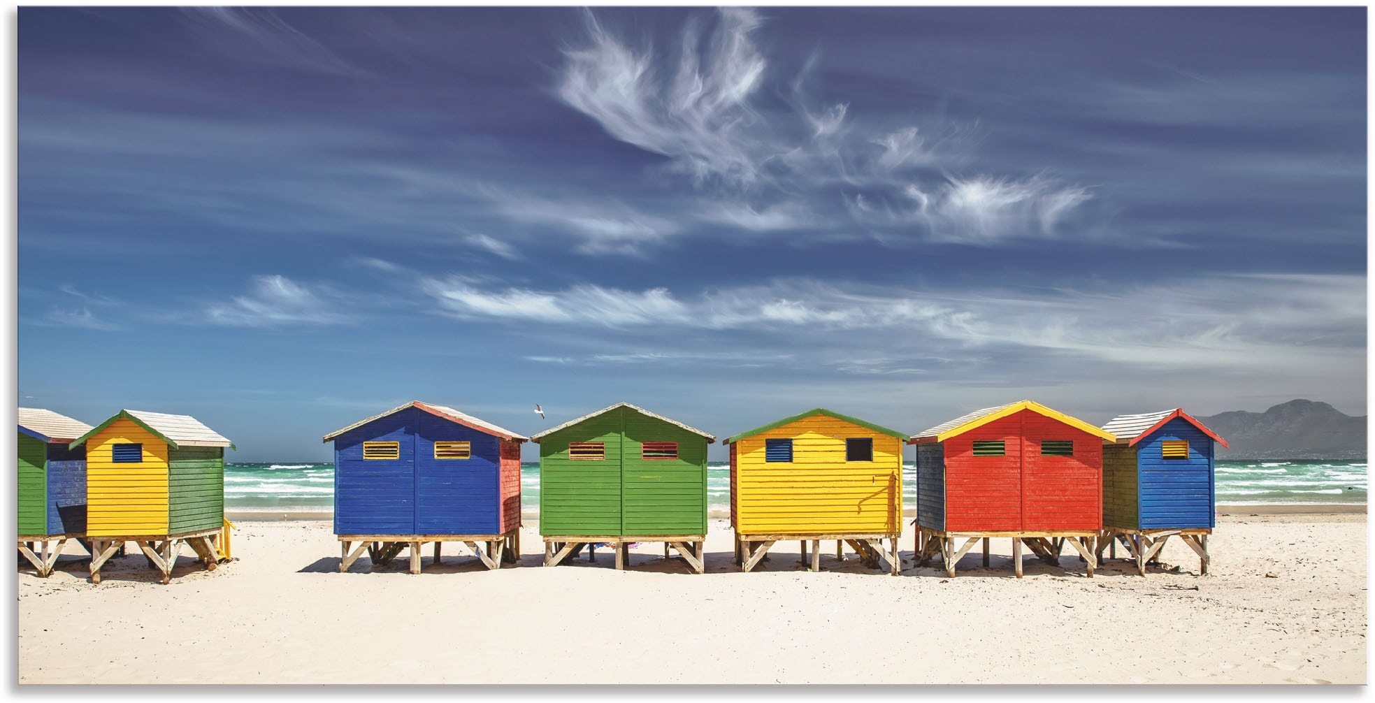 Image of Artland Wandbild "Bunte Strandhäuser bei Kapstadt" Strandbilder 1 Stk. tlg. als Alubild, Leinwandbild in verschied. Grössen