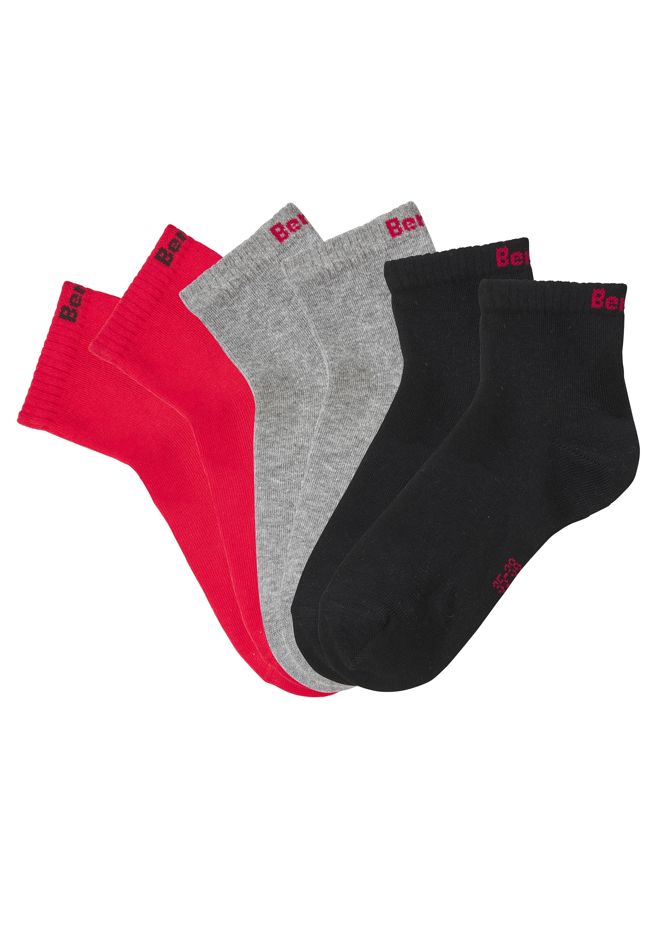 Bench. Chaussettes courtes »für Damen und Herren in Baumwollmischung, für Sport und Freizeit« Paquet, 6 Couple tlg. avec inscription logo classique, sans éponge,