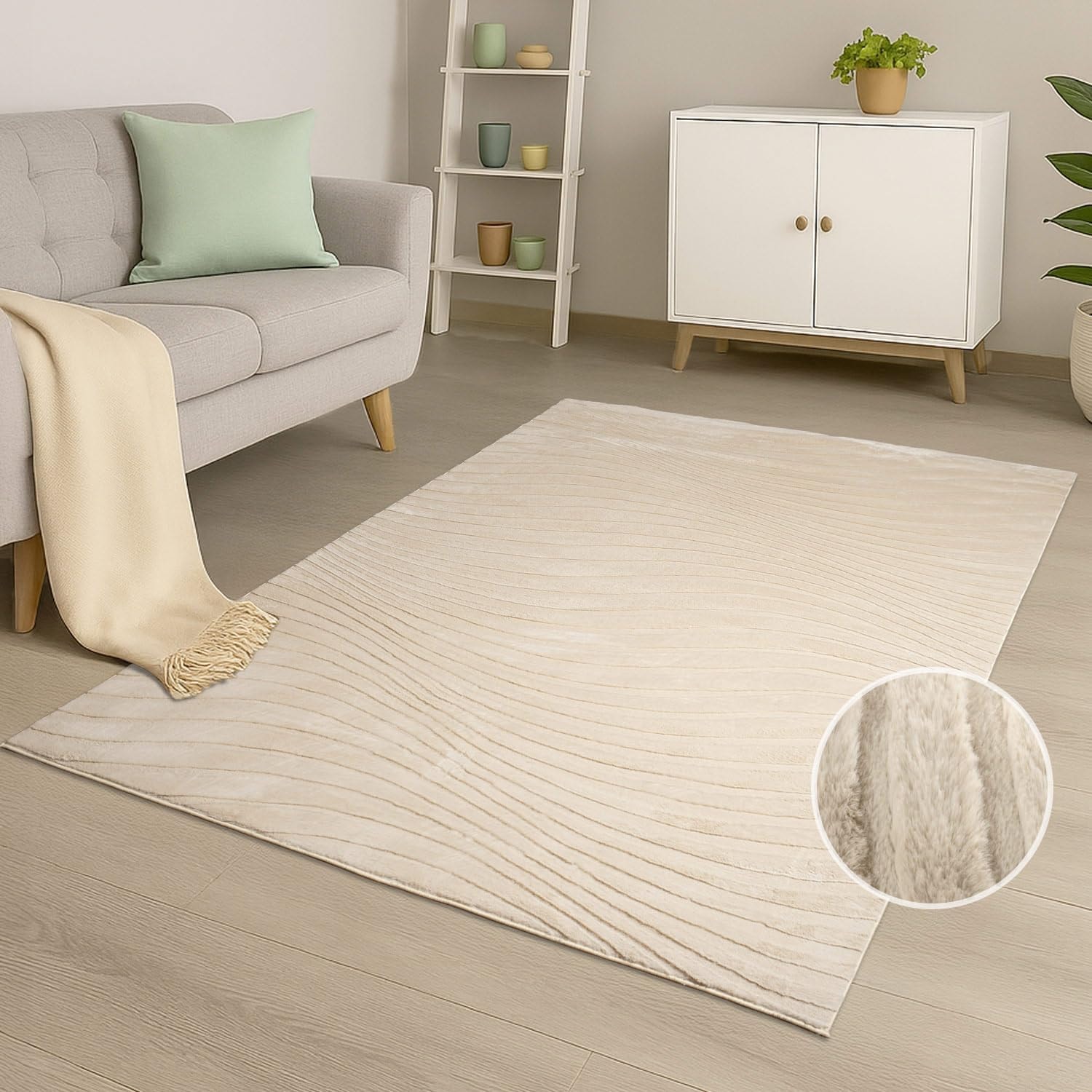 Carpet City Teppich »WAVES 503« rechteckig 12 mm Höhe Kurzflor, Hochtief-Muster/ 3D-Effekt, Uni, Wohnzimmer, Schlafzimmer