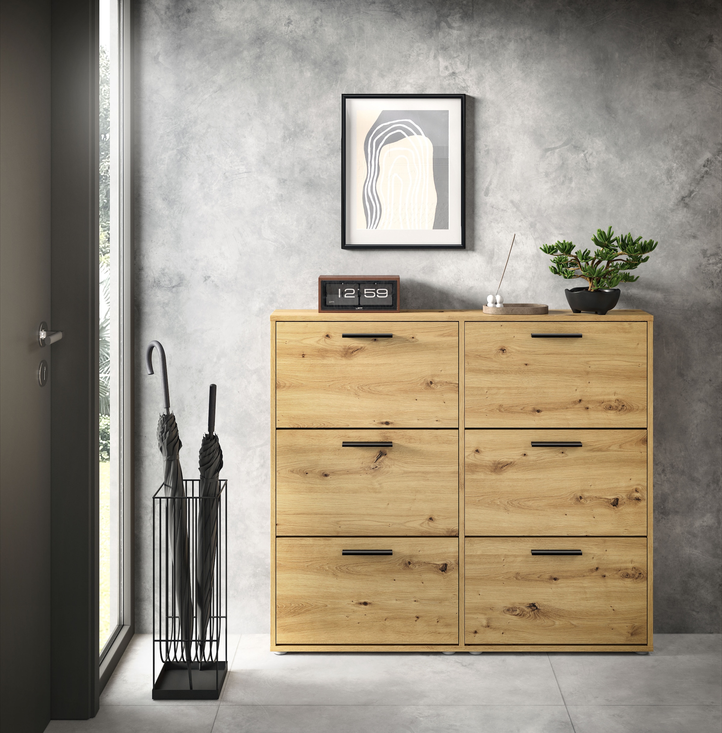Image of HBZ Schuhkipper "Sam Schuhkipper, Schuhschrank BxHxT 116x103x17 cm" 1 Stk. tlg. mit 6 Klappen